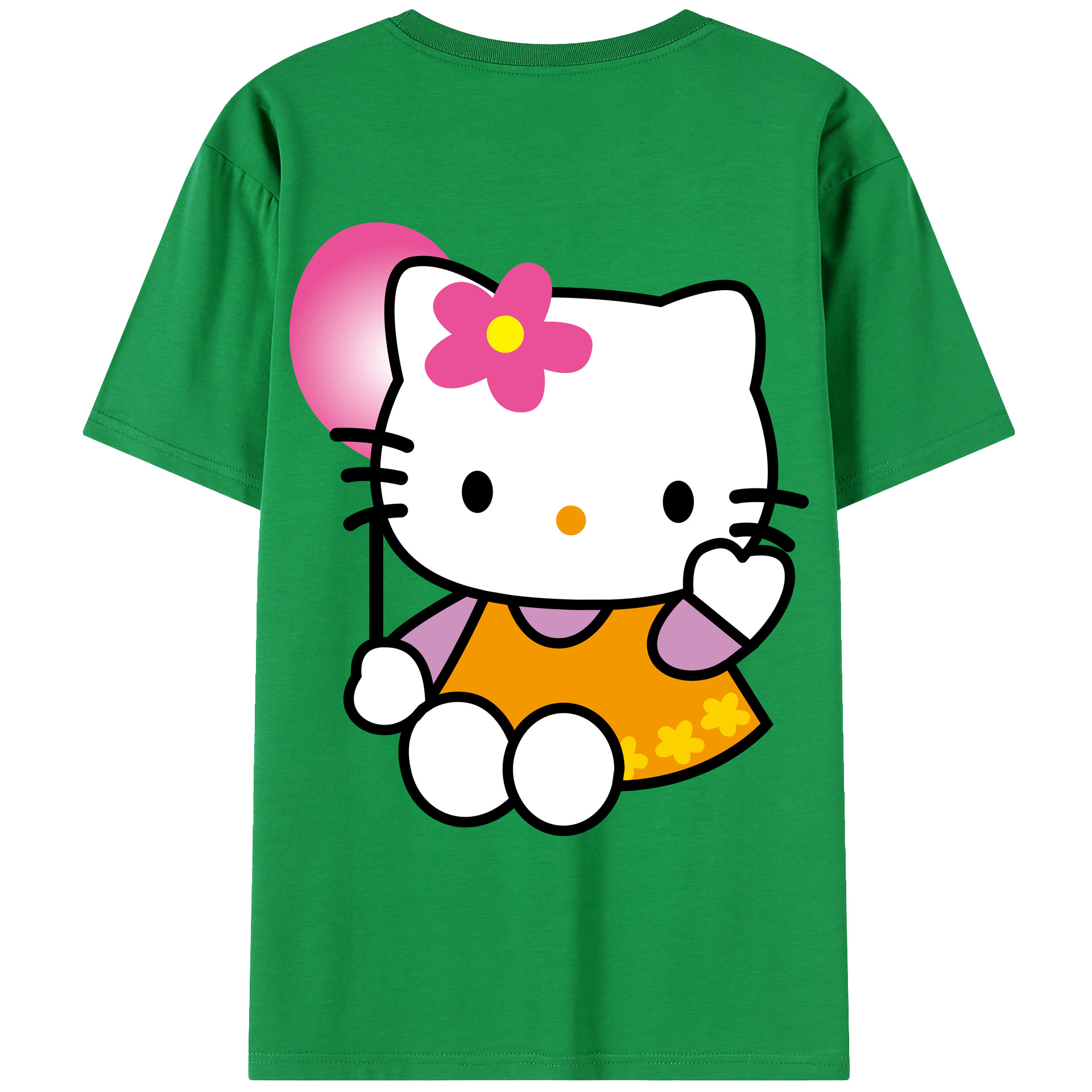 （画像用） Hello Kitty ハローキティ 綿100％ メンズ半袖Tシャツ（バックプリント） 通気性