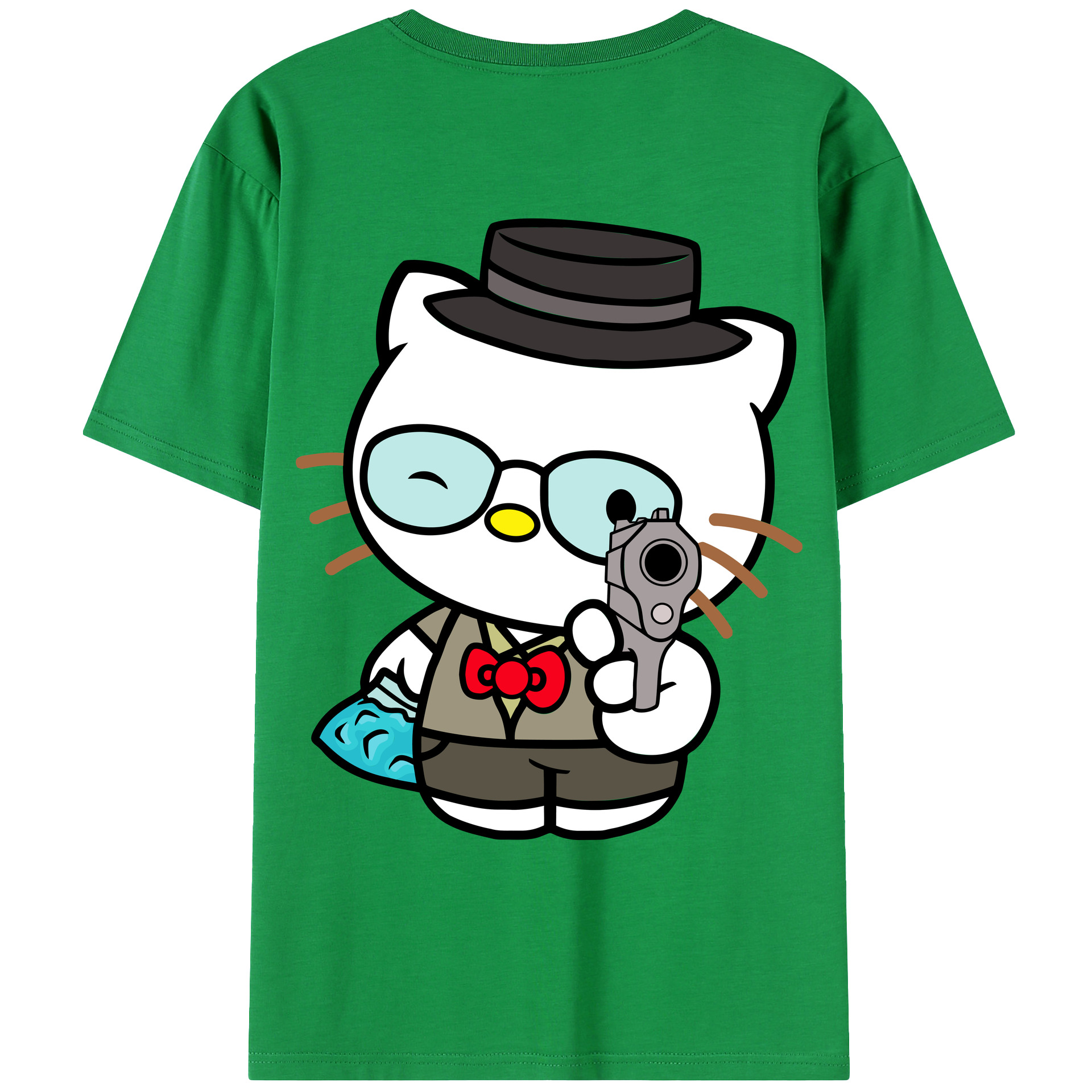 （画像用） Hello Kitty ハローキティ 綿100％ メンズ半袖Tシャツ（バックプリント） 通気性