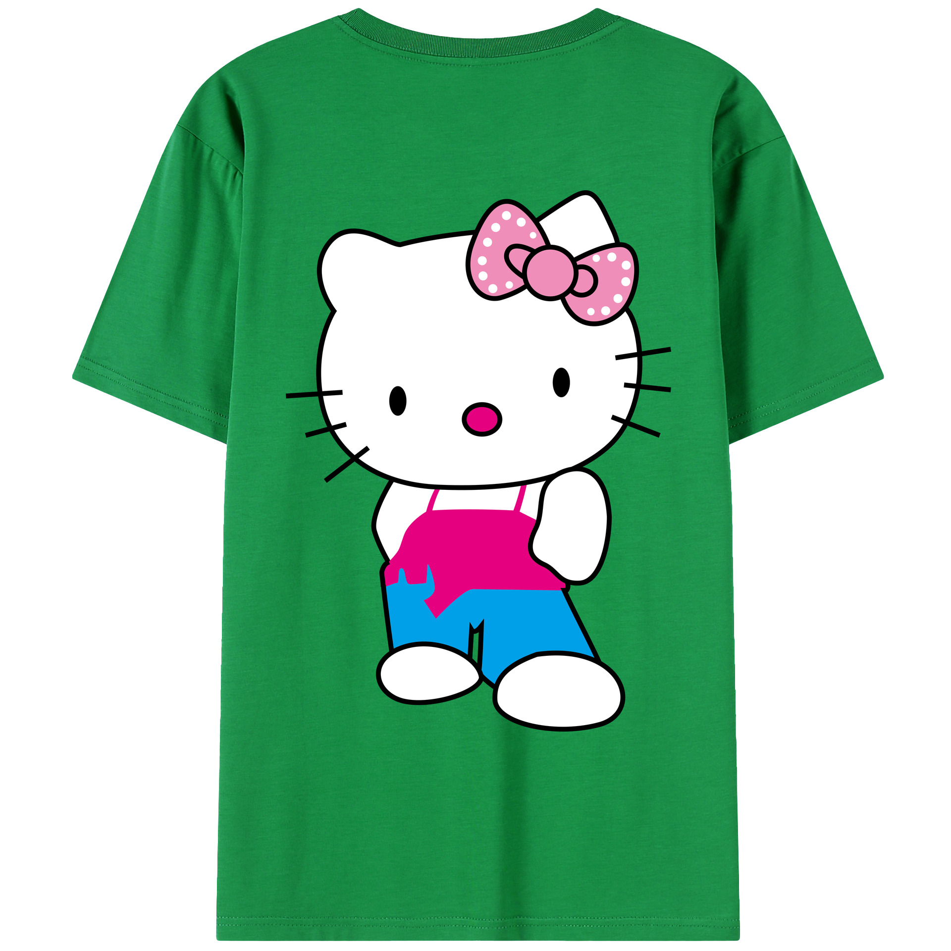 （画像用） Hello Kitty ハローキティ 綿100％ メンズ半袖Tシャツ（バックプリント） 通気性