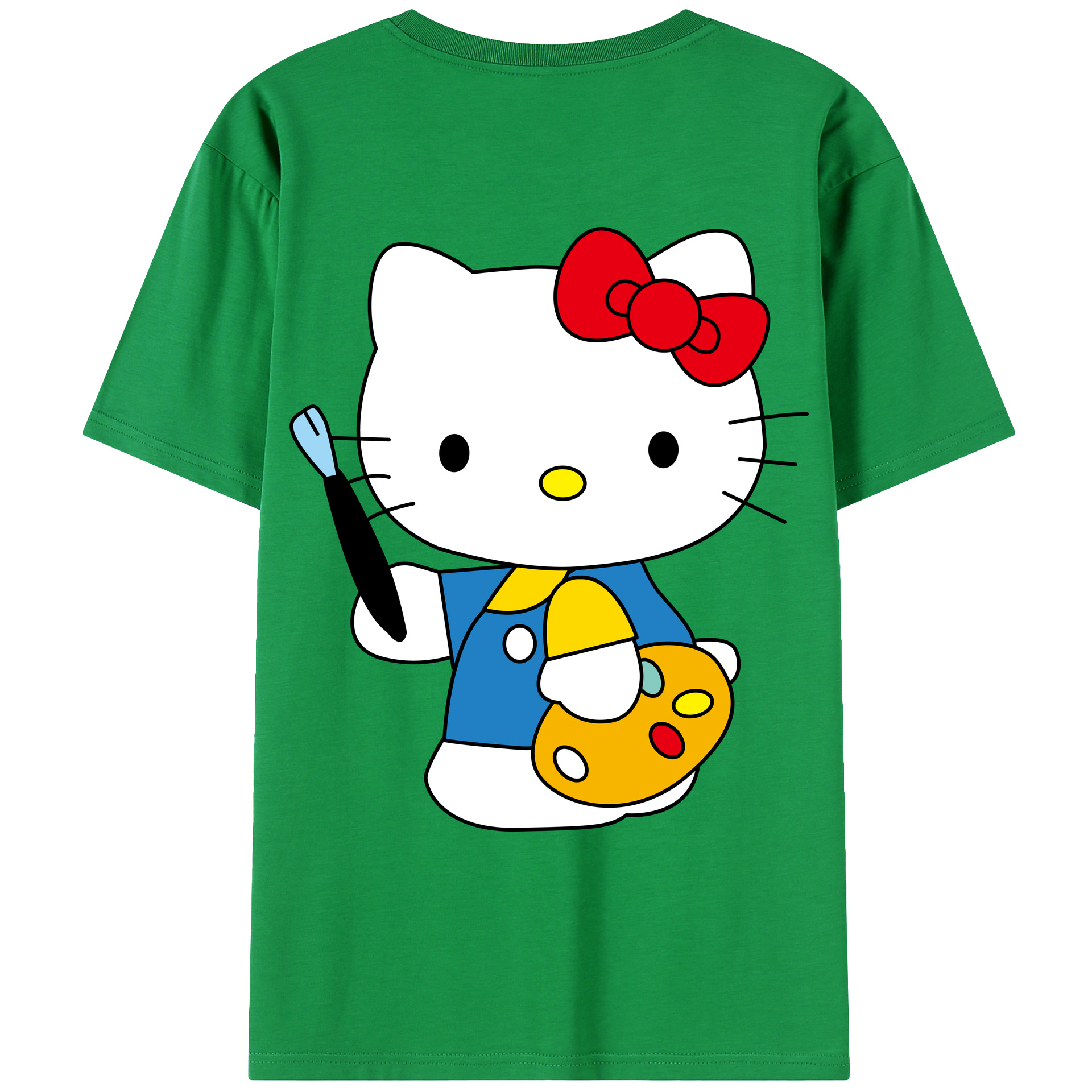 （画像用） Hello Kitty ハローキティ 綿100％ メンズ半袖Tシャツ（バックプリント） 通気性