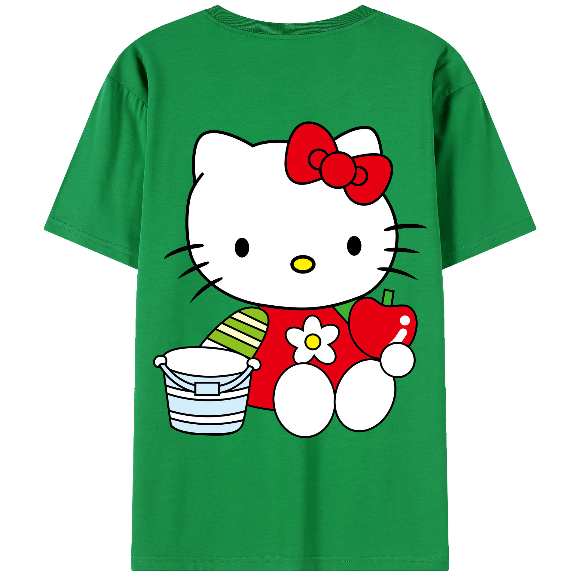 （画像用） Hello Kitty ハローキティ 綿100％ メンズ半袖Tシャツ（バックプリント） 通気性