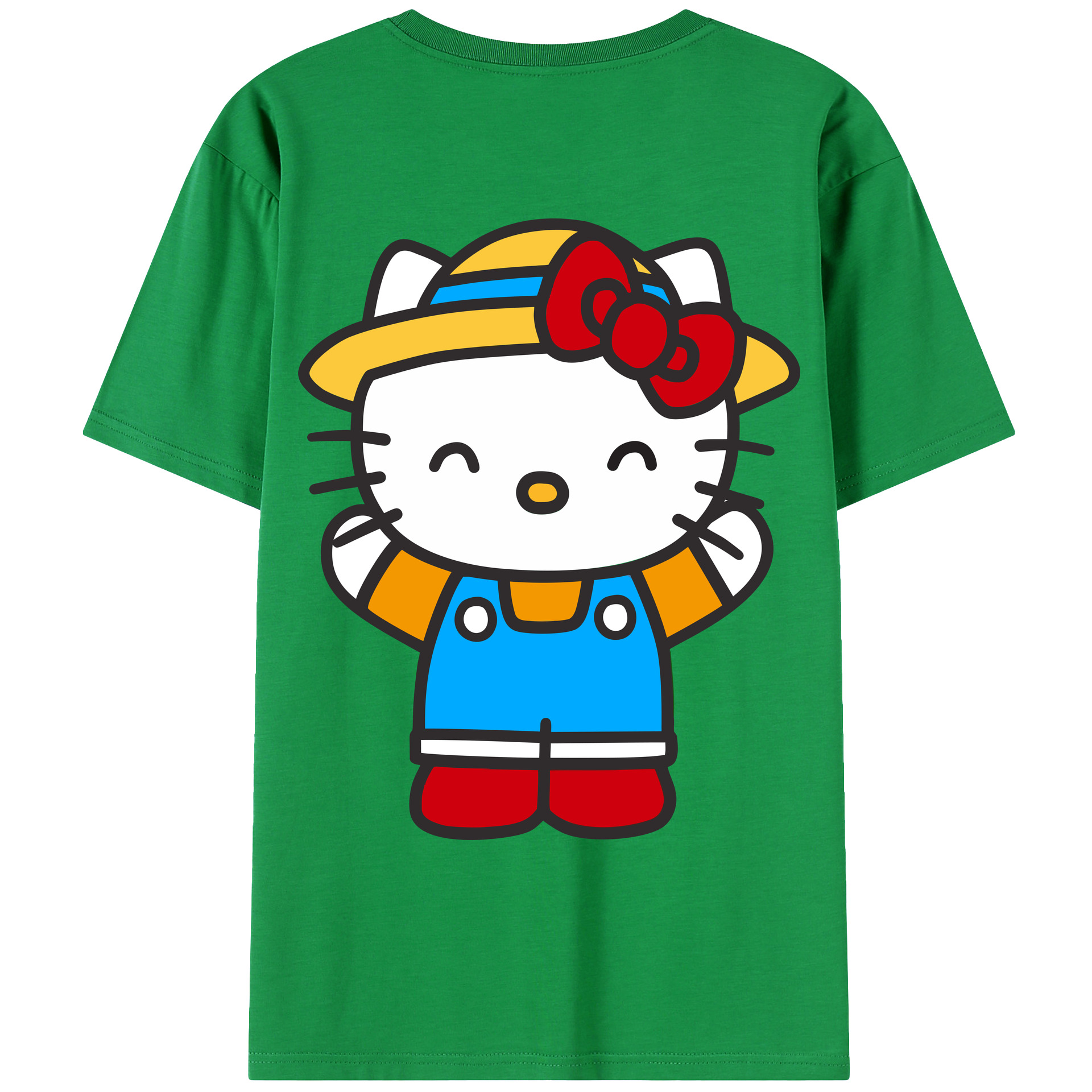 （画像用） Hello Kitty ハローキティ 綿100％ メンズ半袖Tシャツ（バックプリント） 通気性