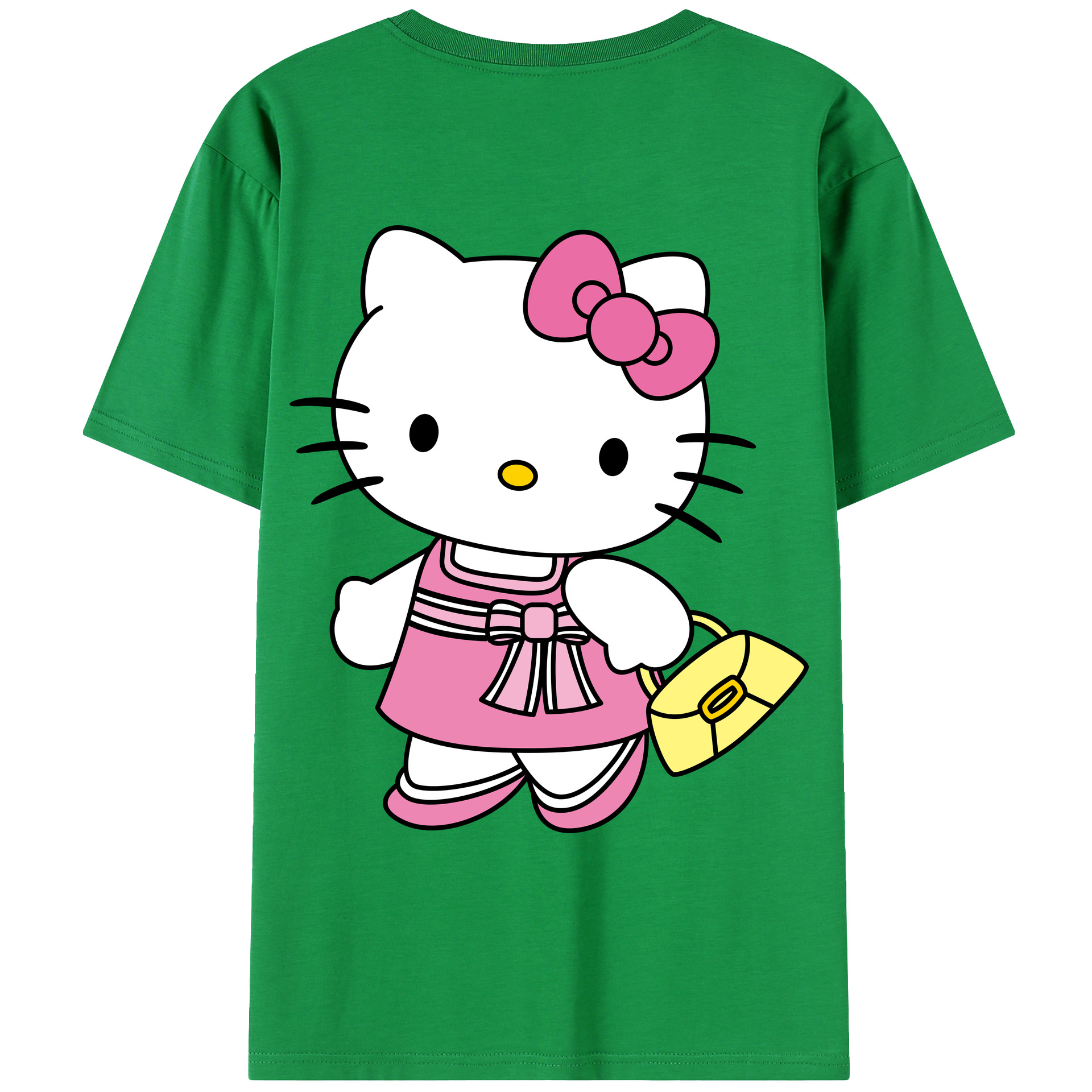 （画像用） Hello Kitty ハローキティ 綿100％ メンズ半袖Tシャツ（バックプリント） 通気性