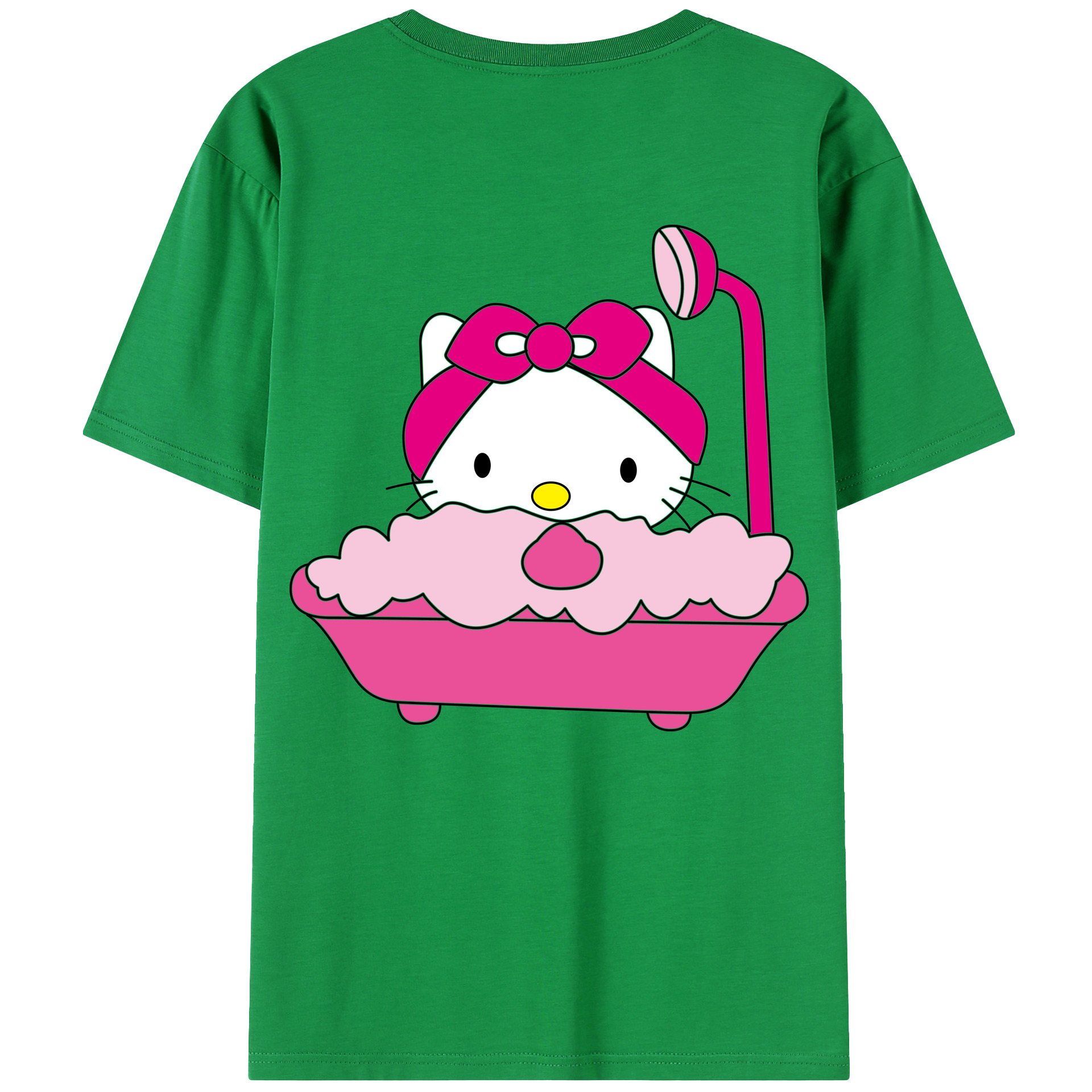 （画像用） Hello Kitty ハローキティ 綿100％ メンズ半袖Tシャツ（バックプリント） 通気性