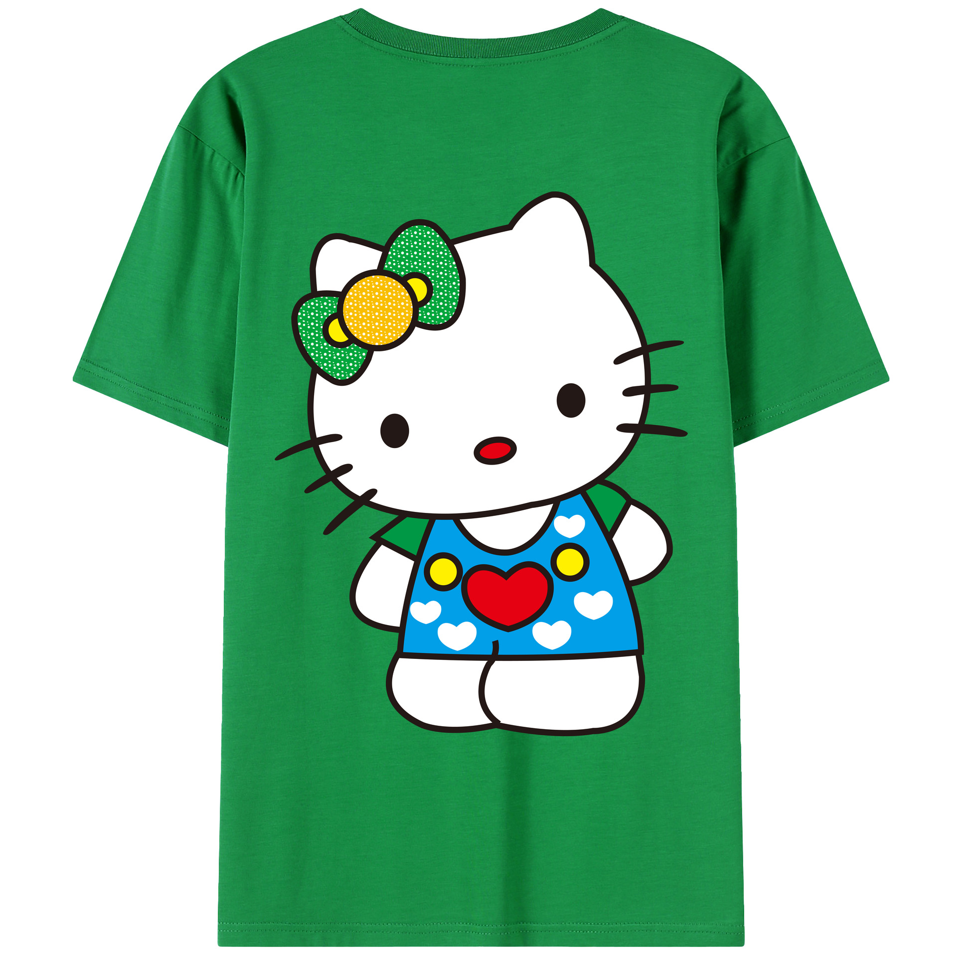（画像用） Hello Kitty ハローキティ 綿100％ メンズ半袖Tシャツ（バックプリント） 通気性