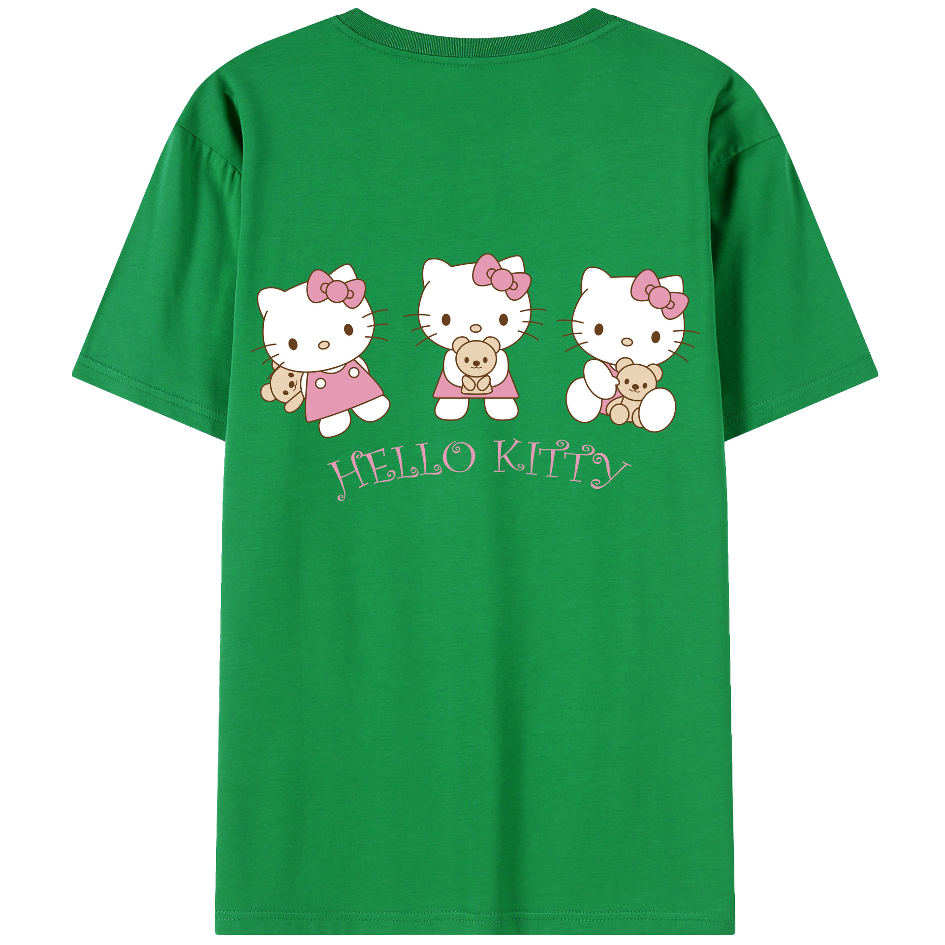 （画像用） Hello Kitty ハローキティ 綿100％ メンズ半袖Tシャツ（バックプリント） 通気性