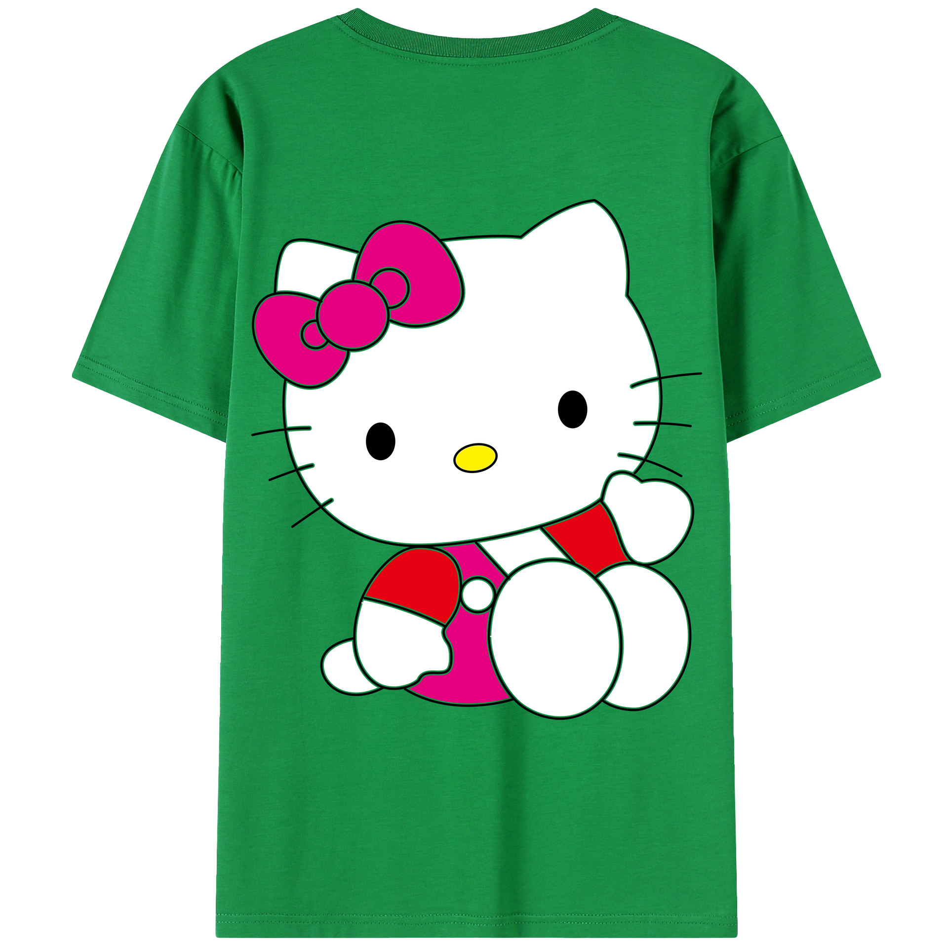 （画像用） Hello Kitty ハローキティ 綿100％ メンズ半袖Tシャツ（バックプリント） 通気性