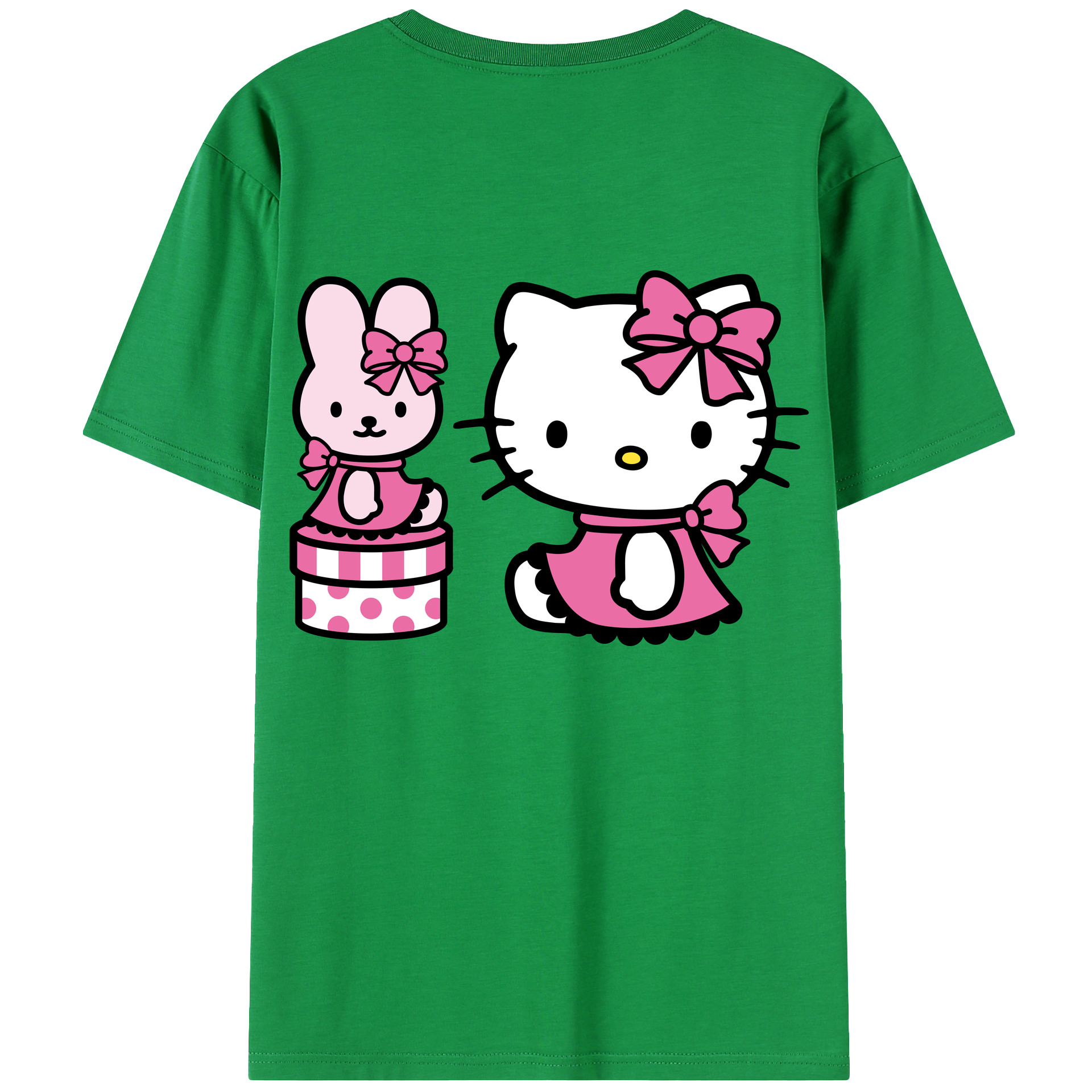 （画像用） Hello Kitty ハローキティ 綿100％ メンズ半袖Tシャツ（バックプリント） 通気性