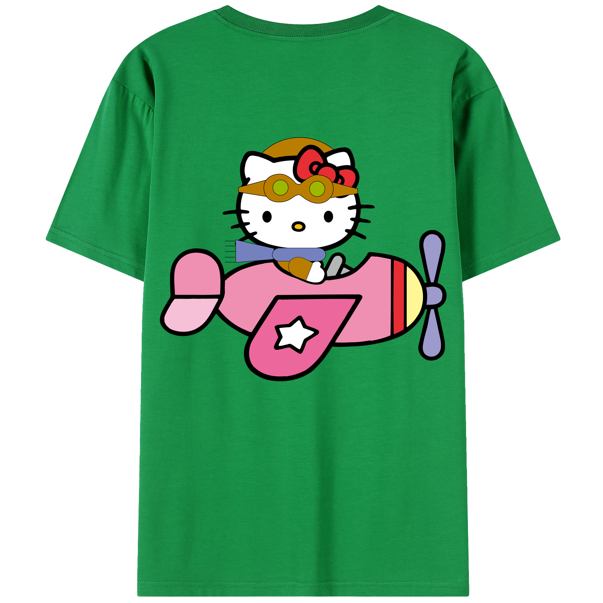 （画像用） Hello Kitty ハローキティ 綿100％ メンズ半袖Tシャツ（バックプリント） 通気性