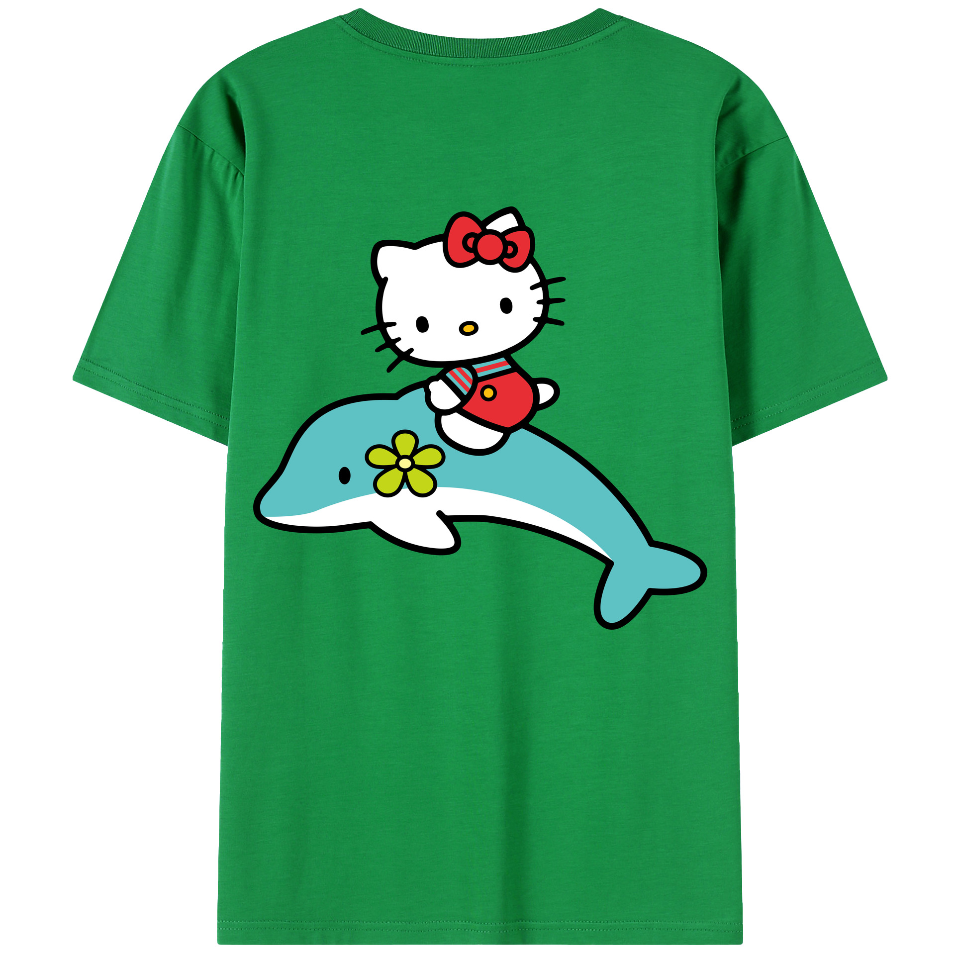 （画像用） Hello Kitty ハローキティ 綿100％ メンズ半袖Tシャツ（バックプリント） 通気性