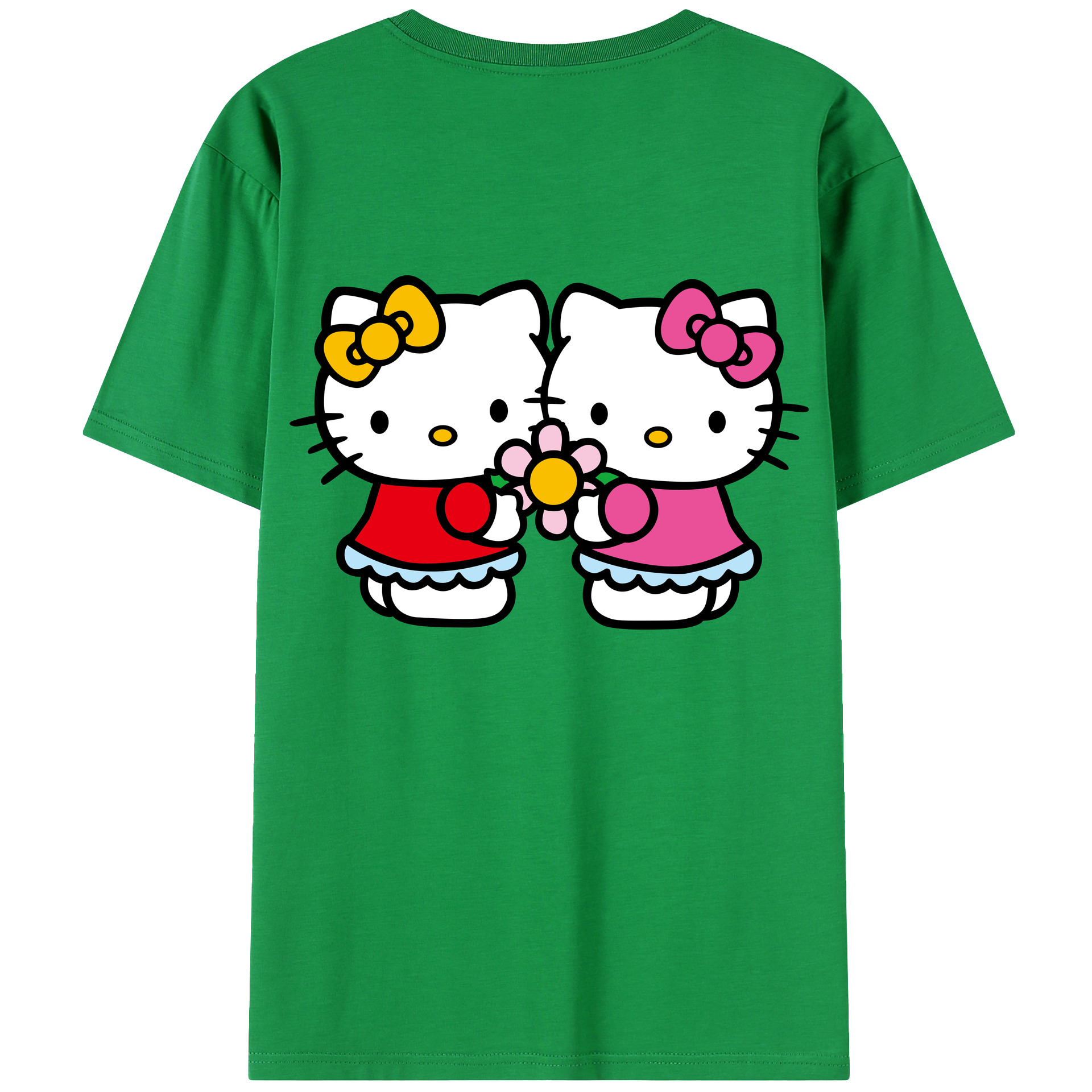 （画像用） Hello Kitty ハローキティ 綿100％ メンズ半袖Tシャツ（バックプリント） 通気性