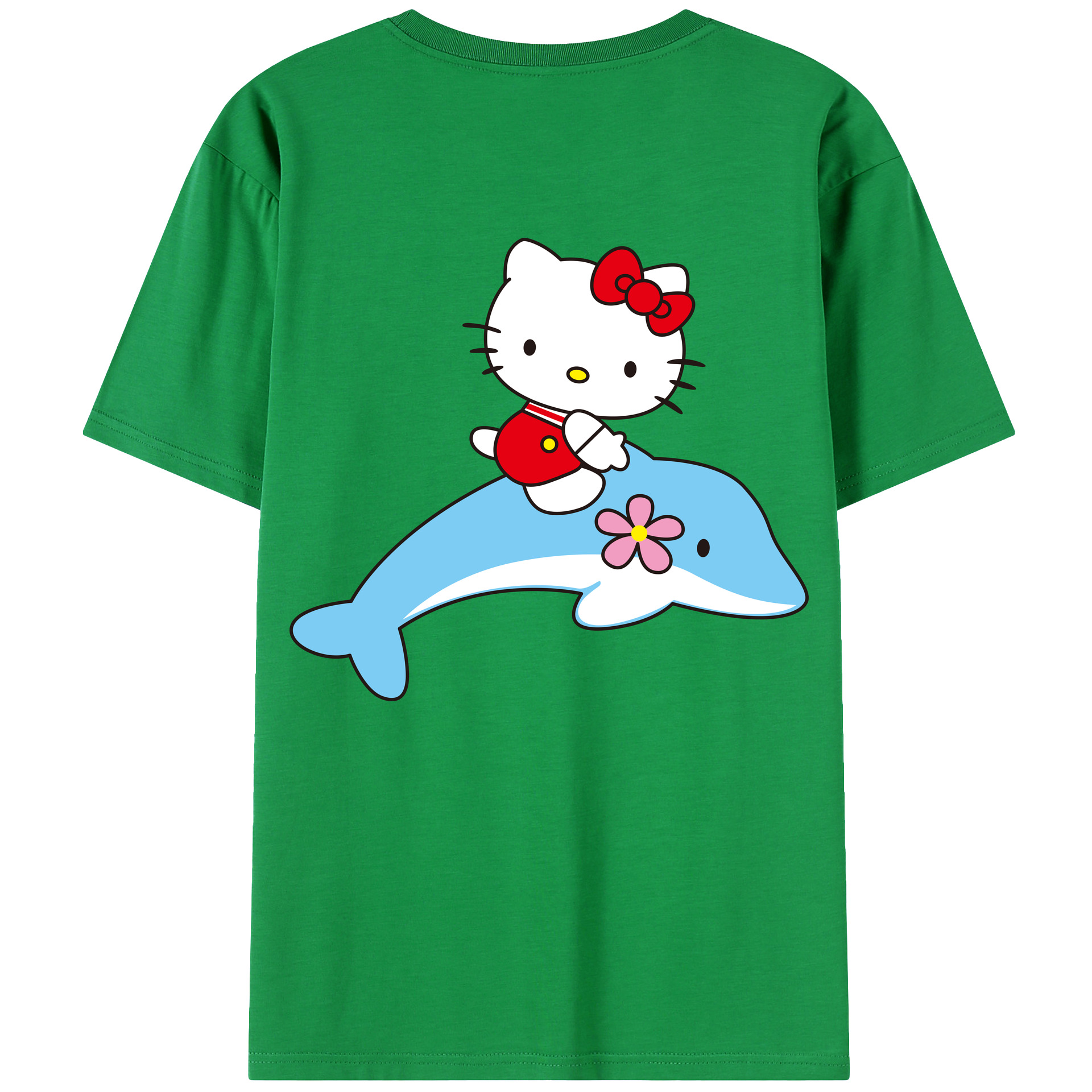 （画像用） Hello Kitty ハローキティ 綿100％ メンズ半袖Tシャツ（バックプリント） 通気性