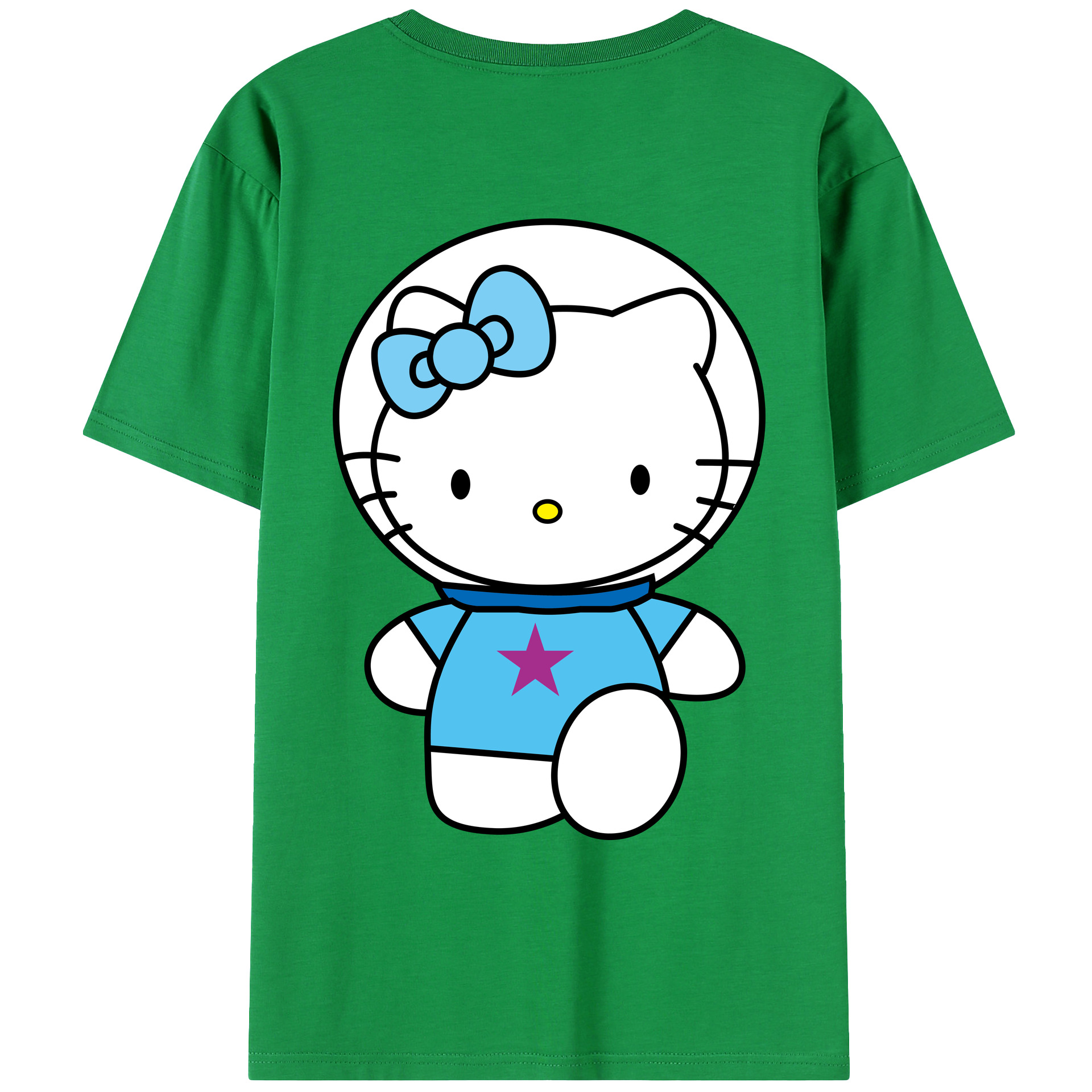 （画像用） Hello Kitty ハローキティ 綿100％ メンズ半袖Tシャツ（バックプリント） 通気性