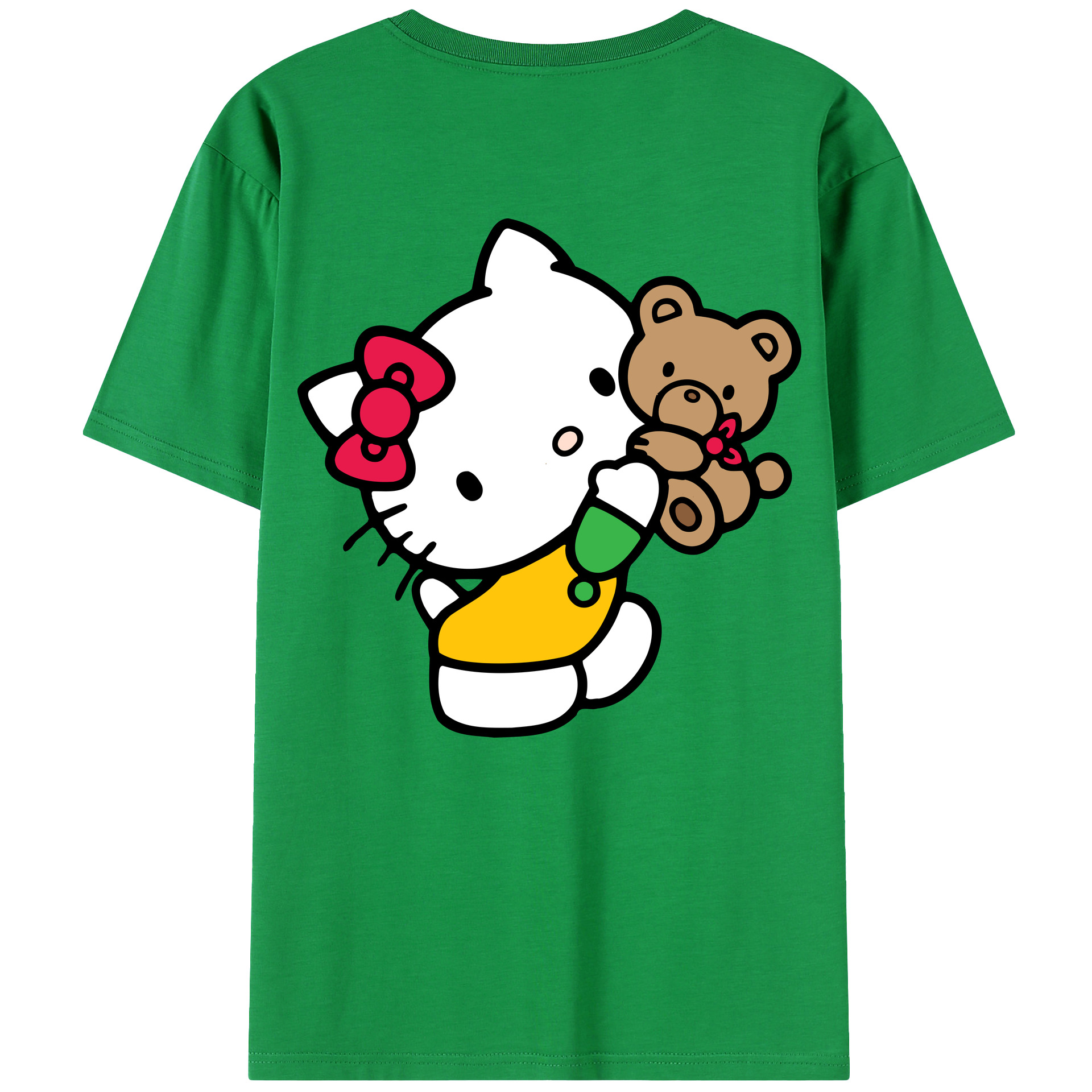 （画像用） Hello Kitty ハローキティ 綿100％ メンズ半袖Tシャツ（バックプリント） 通気性