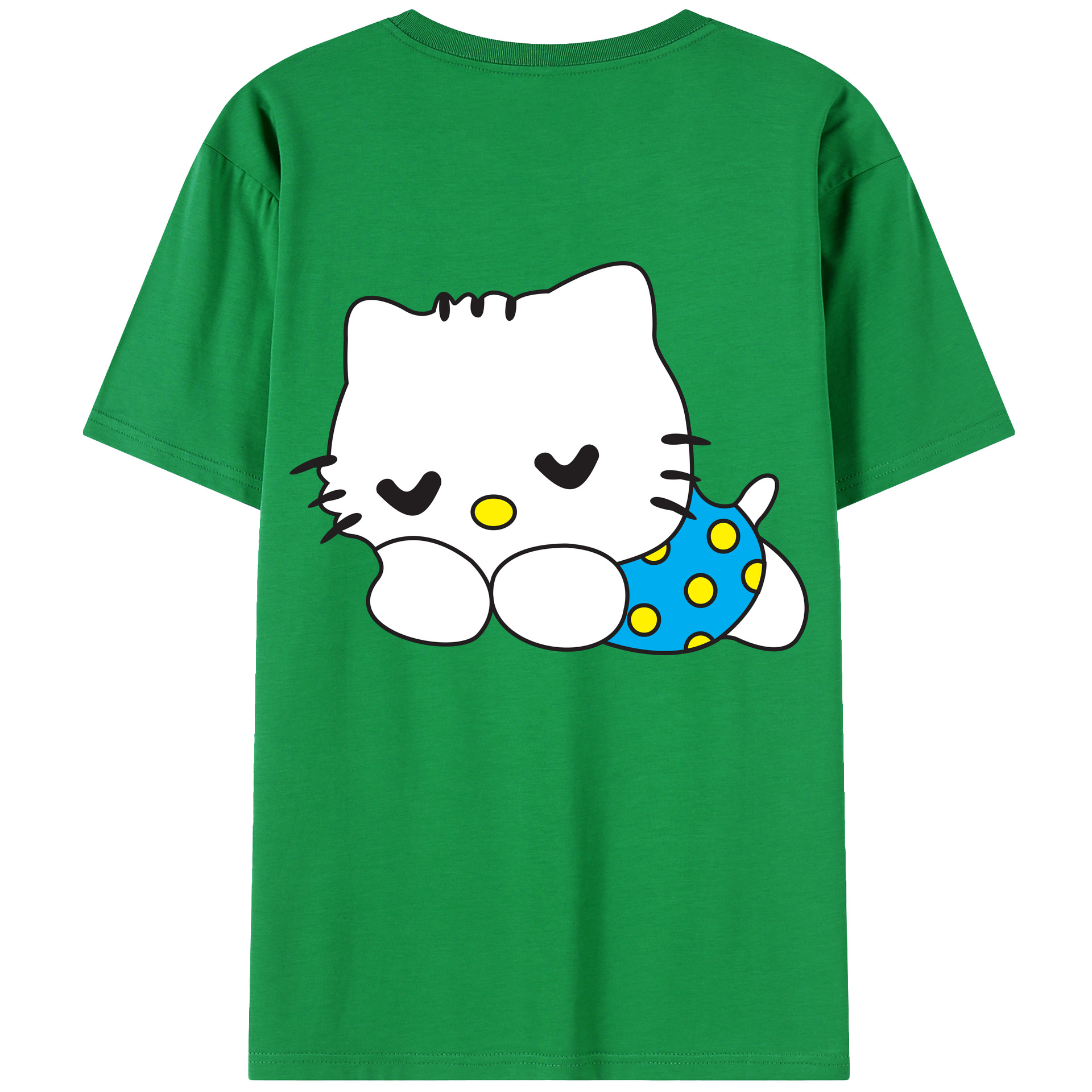 （画像用） Hello Kitty ハローキティ 綿100％ メンズ半袖Tシャツ（バックプリント） 通気性
