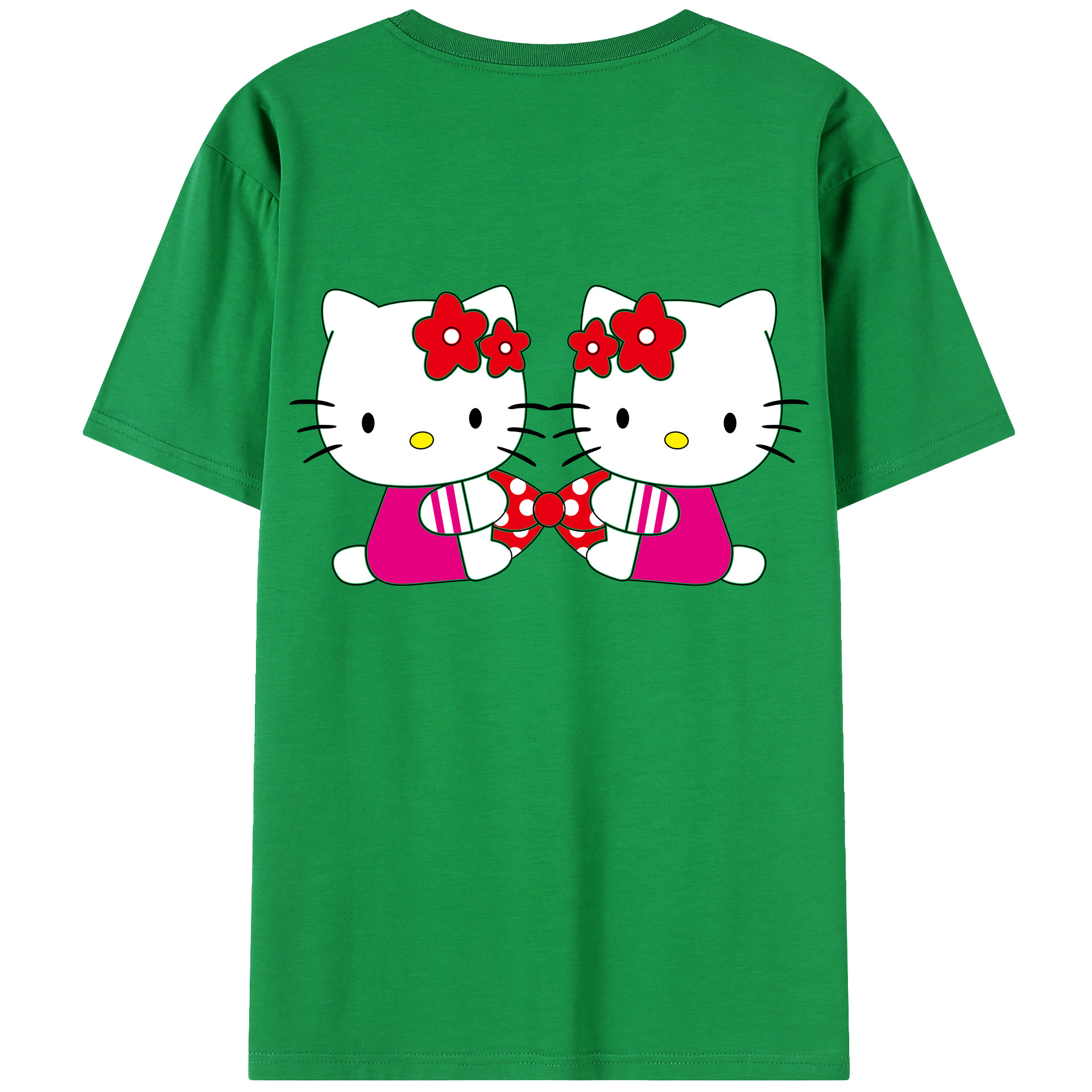 （画像用） Hello Kitty ハローキティ 綿100％ メンズ半袖Tシャツ（バックプリント） 通気性