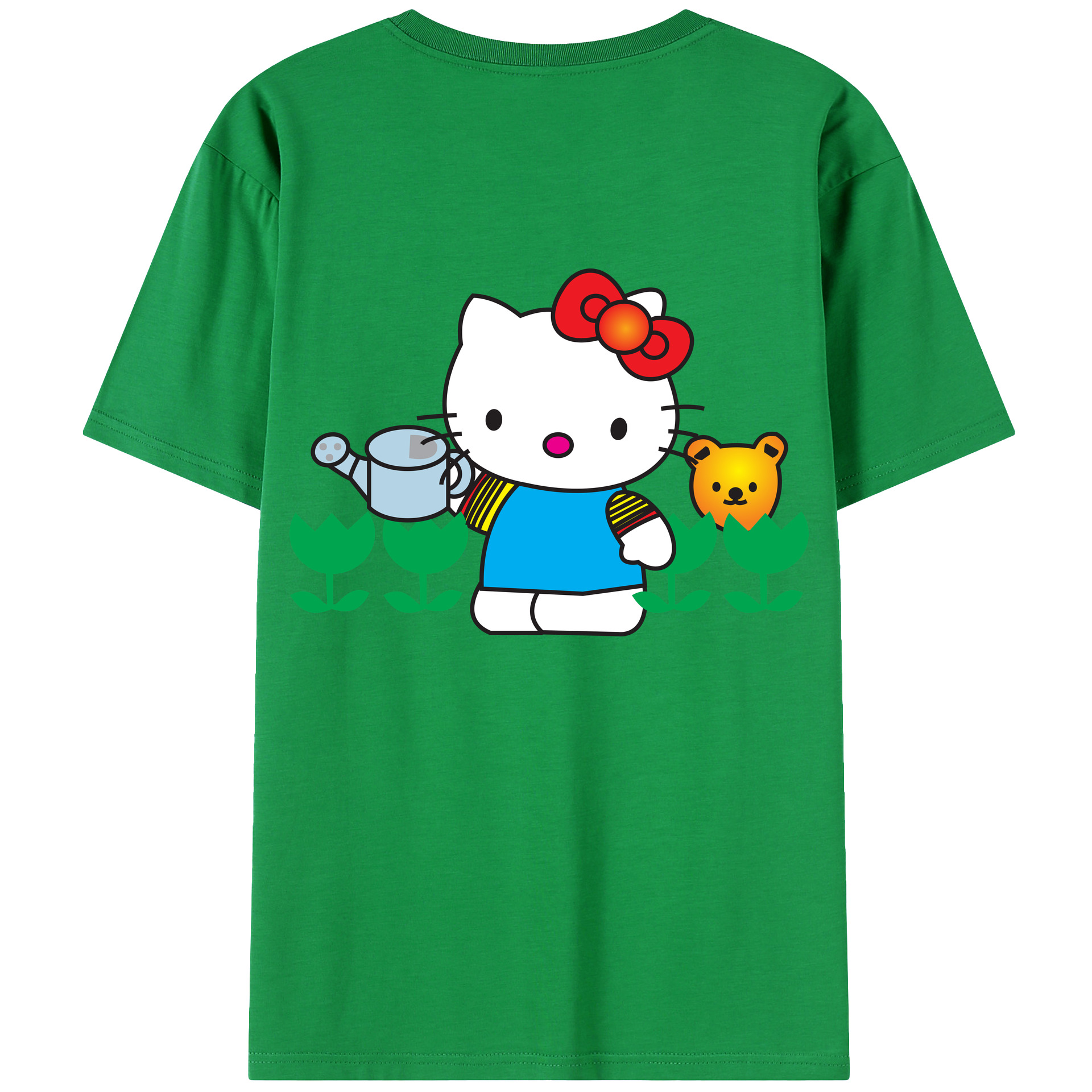 （画像用） Hello Kitty ハローキティ 綿100％ メンズ半袖Tシャツ（バックプリント） 通気性