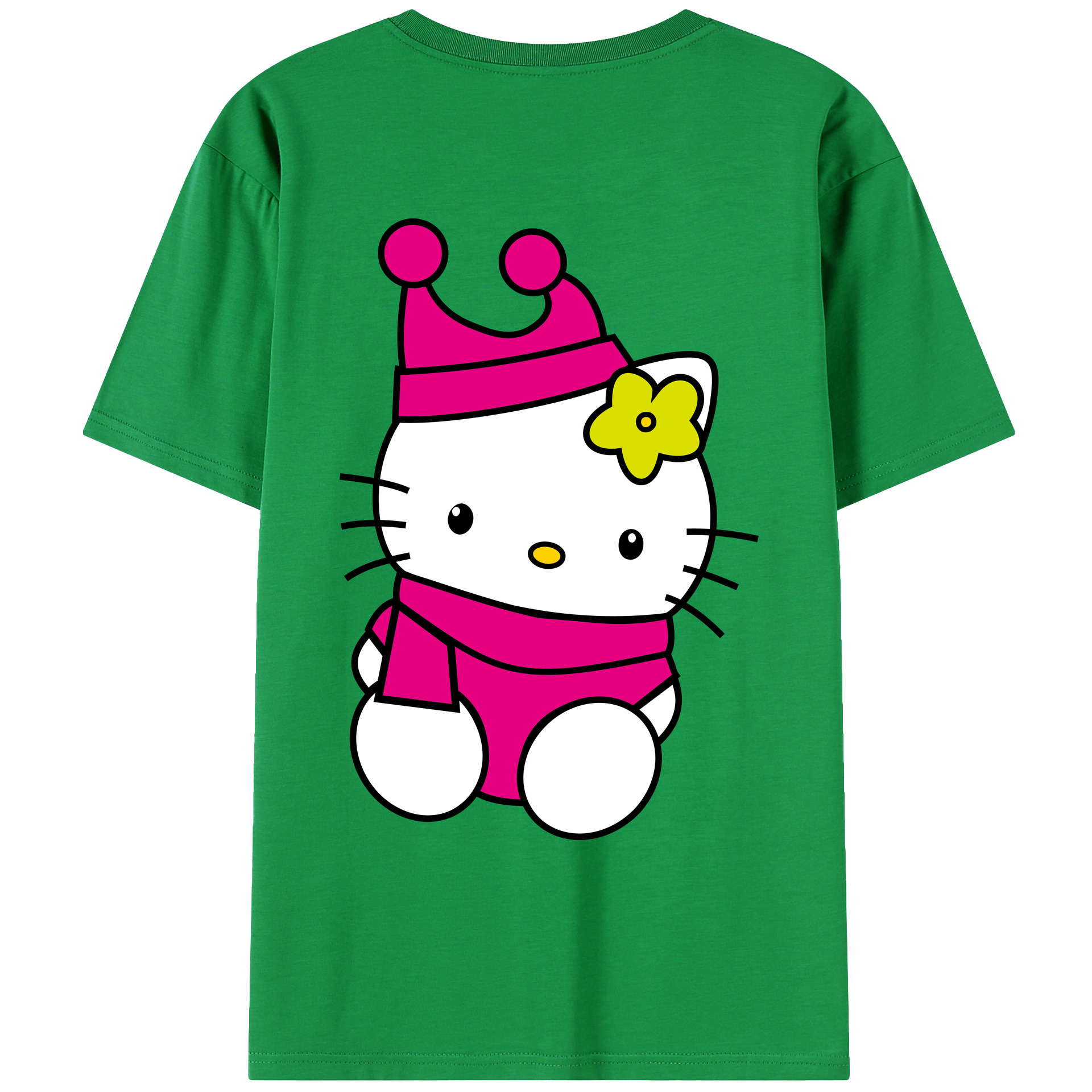 （画像用） Hello Kitty ハローキティ 綿100％ メンズ半袖Tシャツ（バックプリント） 通気性
