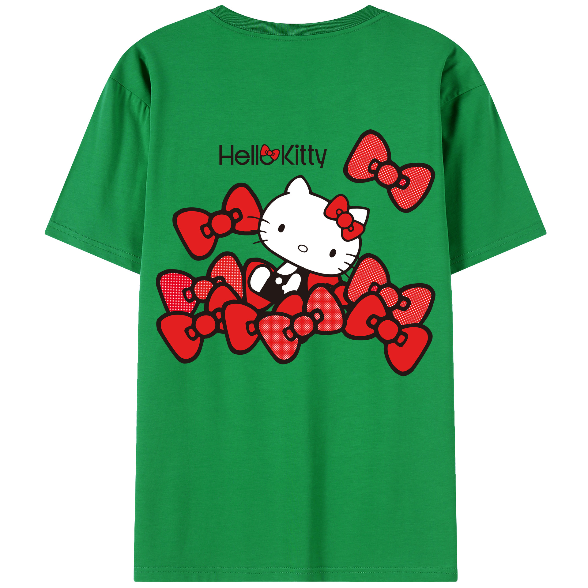 （画像用） Hello Kitty ハローキティ 綿100％ メンズ半袖Tシャツ（バックプリント） 通気性
