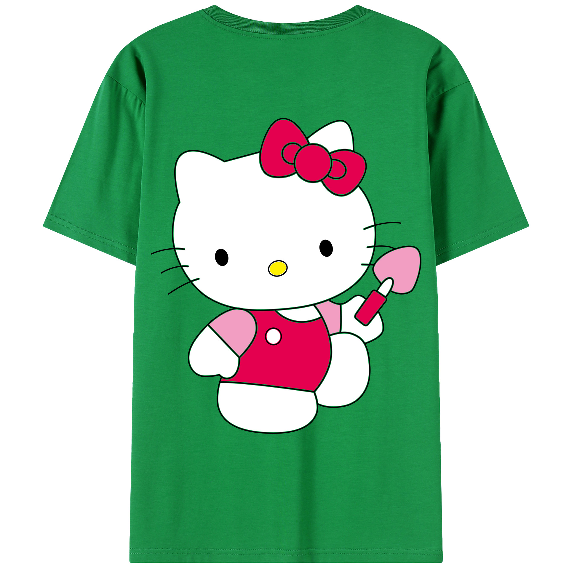 （画像用） Hello Kitty ハローキティ 綿100％ メンズ半袖Tシャツ（バックプリント） 通気性