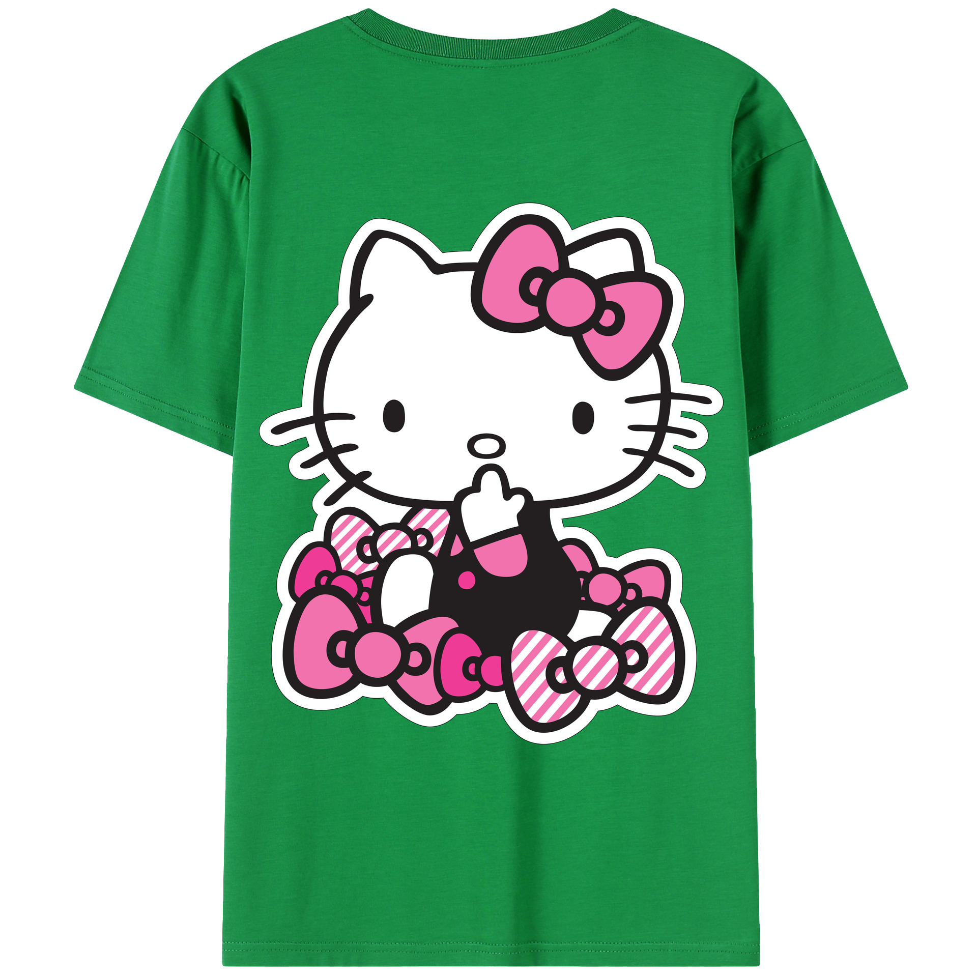 （画像用） Hello Kitty ハローキティ 綿100％ メンズ半袖Tシャツ（バックプリント） 通気性