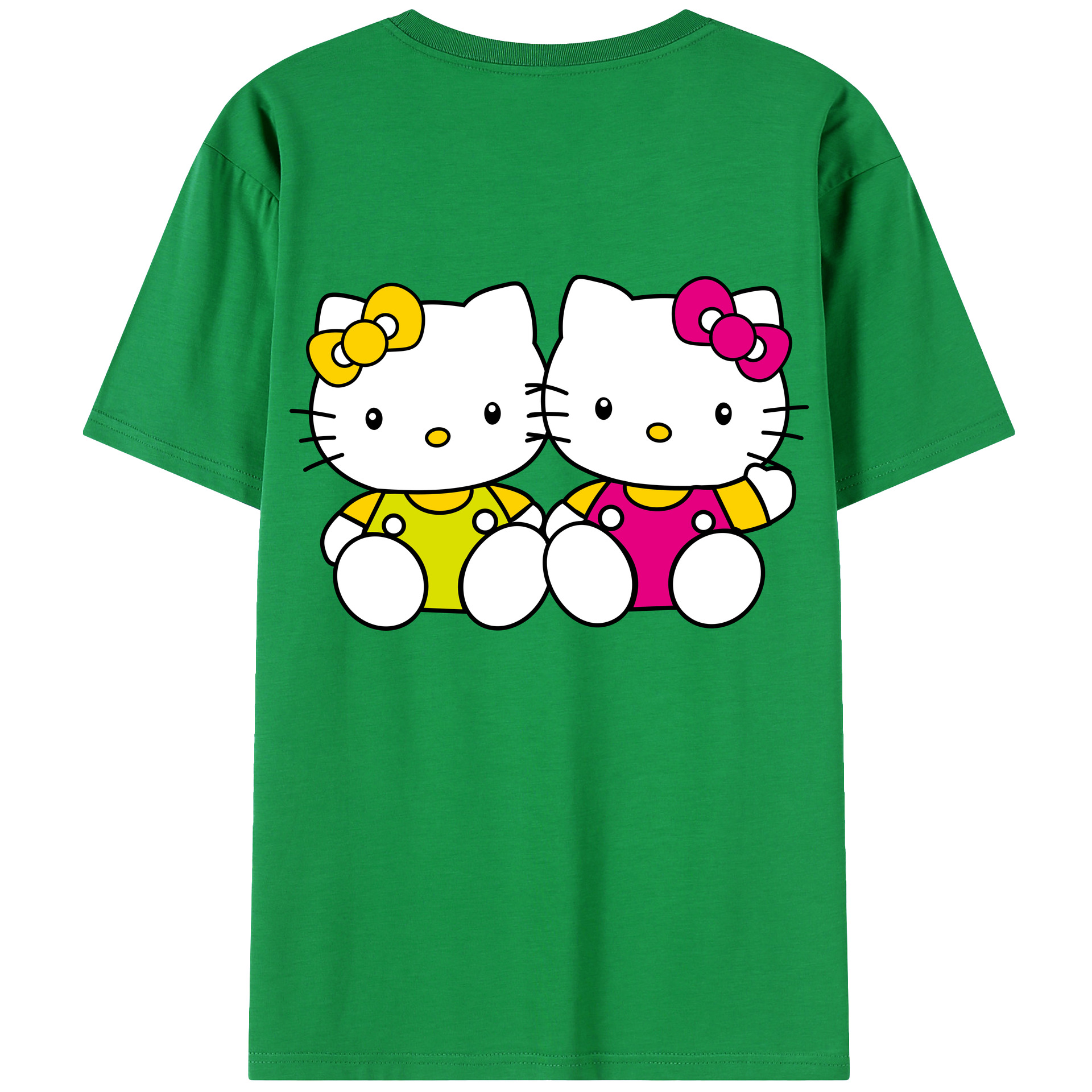 （画像用） Hello Kitty ハローキティ 綿100％ メンズ半袖Tシャツ（バックプリント） 通気性