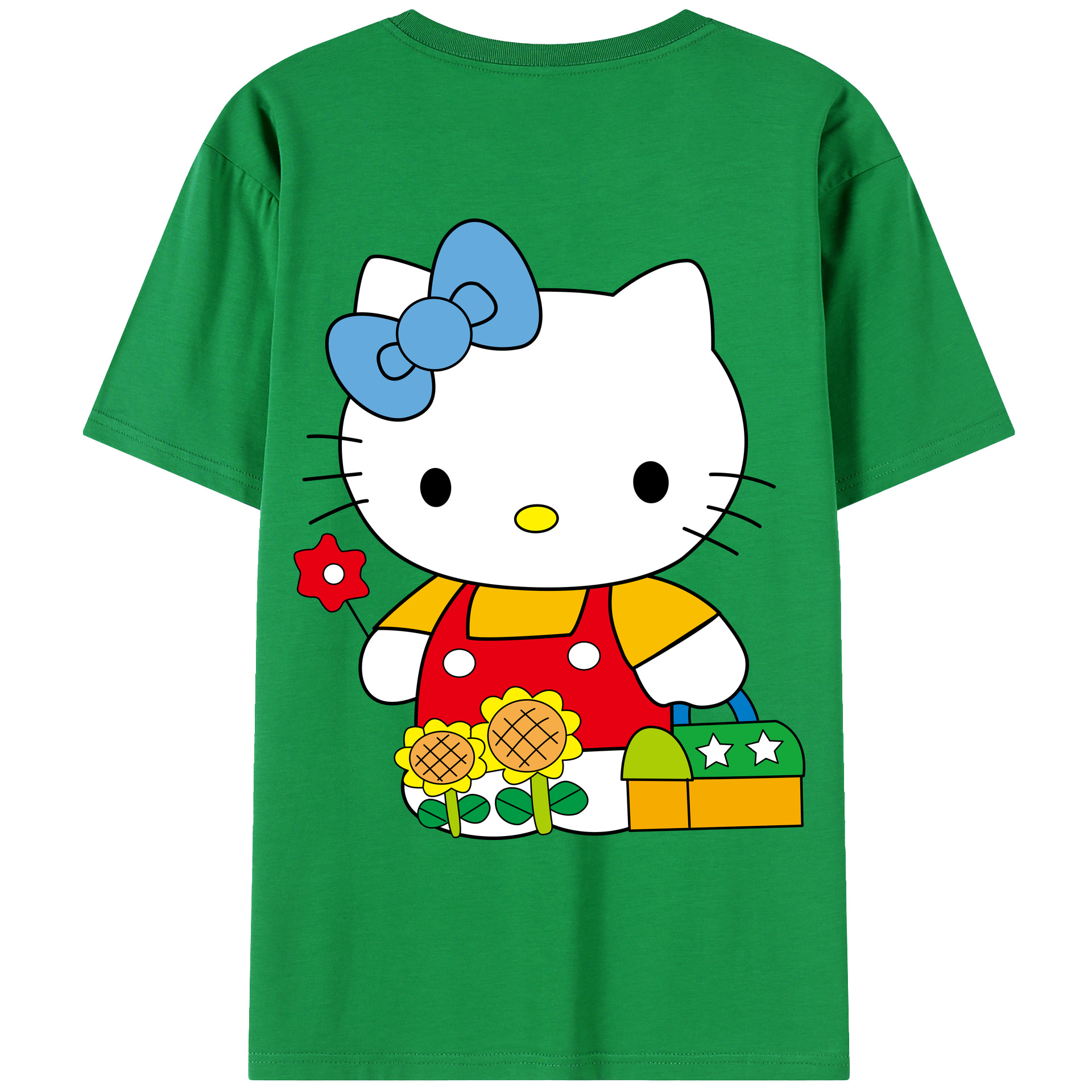 （画像用） Hello Kitty ハローキティ 綿100％ メンズ半袖Tシャツ（バックプリント） 通気性