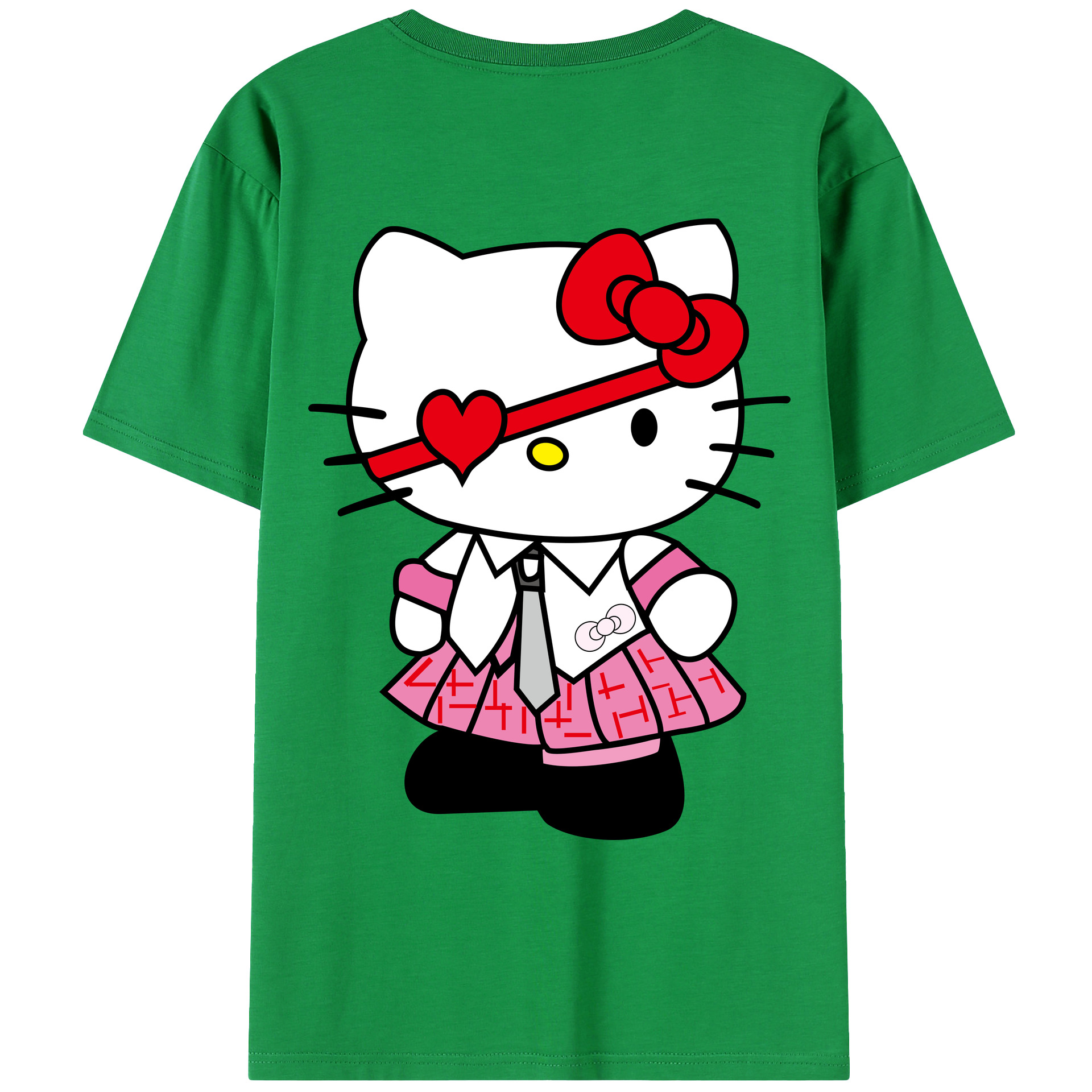 （画像用） Hello Kitty ハローキティ 綿100％ メンズ半袖Tシャツ（バックプリント） 通気性