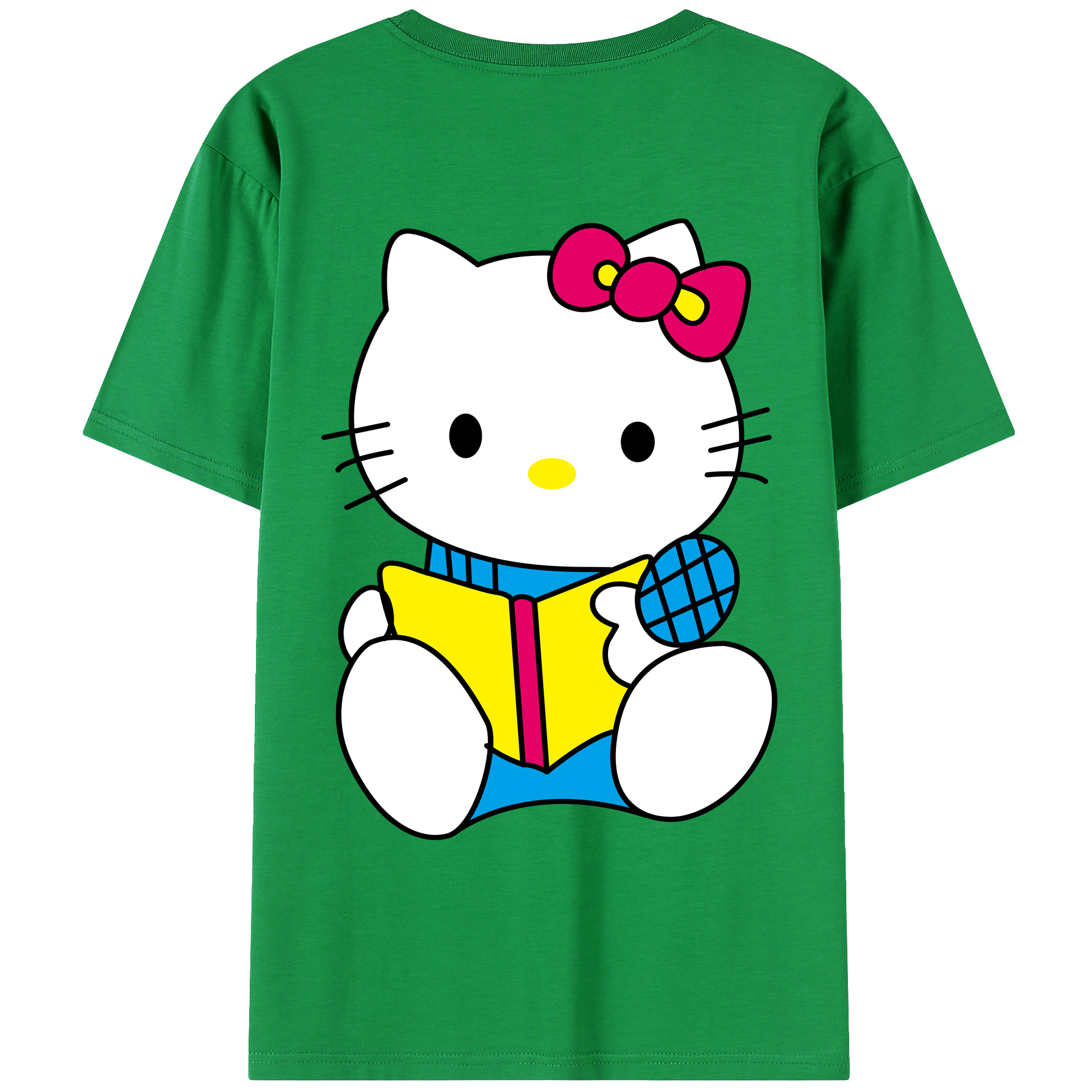 （画像用） Hello Kitty ハローキティ 綿100％ メンズ半袖Tシャツ（バックプリント） 通気性
