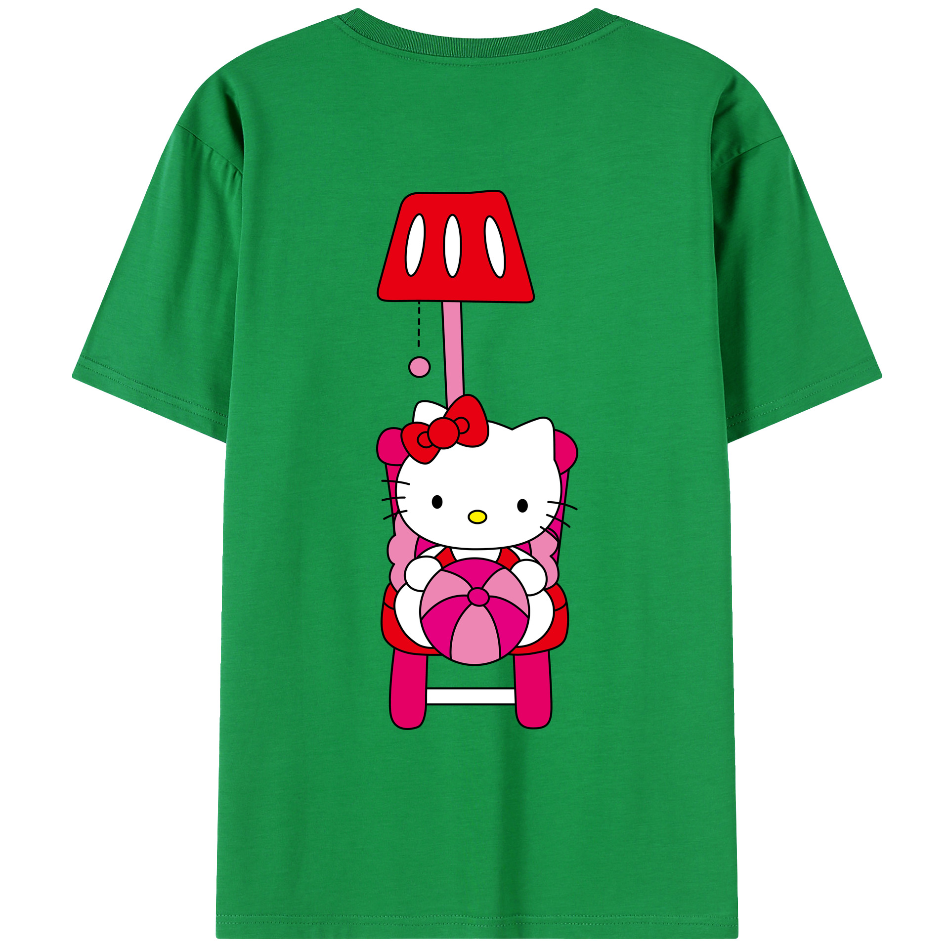 （画像用） Hello Kitty ハローキティ 綿100％ メンズ半袖Tシャツ（バックプリント） 通気性