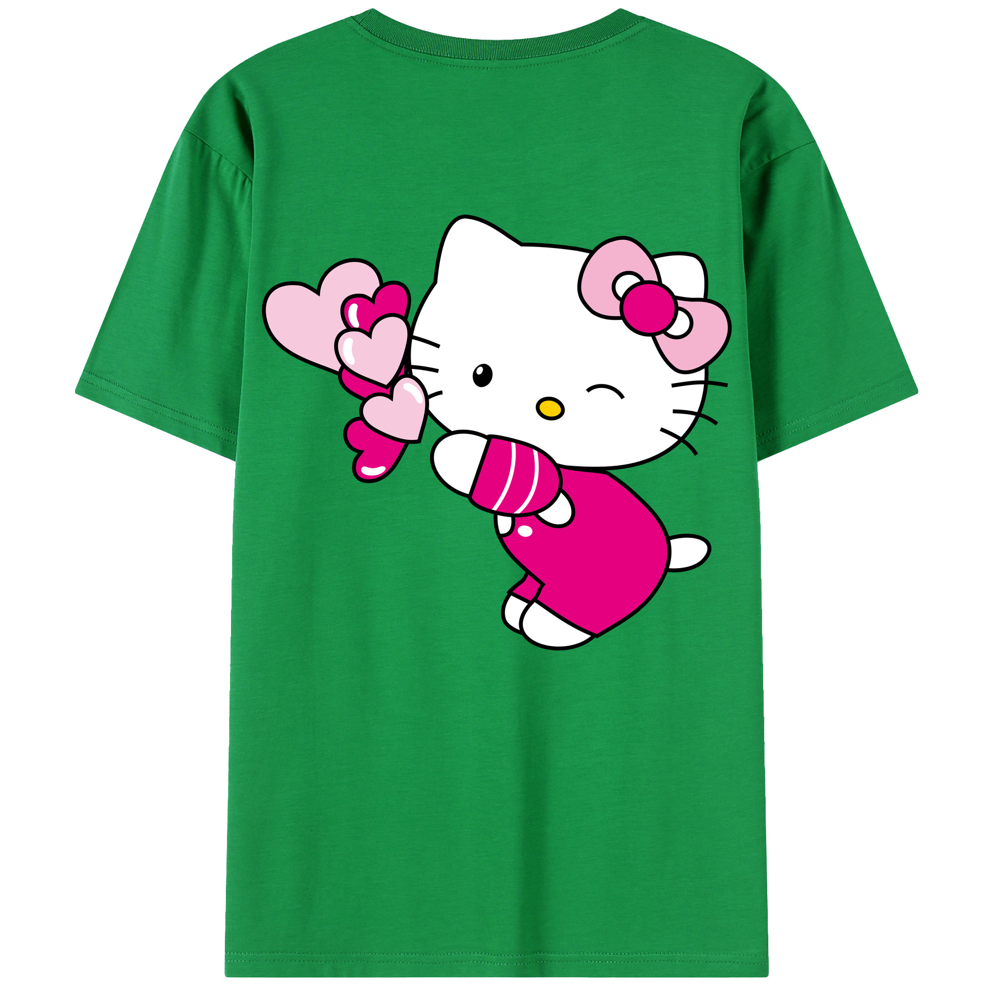 （画像用） Hello Kitty ハローキティ 綿100％ メンズ半袖Tシャツ（バックプリント） 通気性