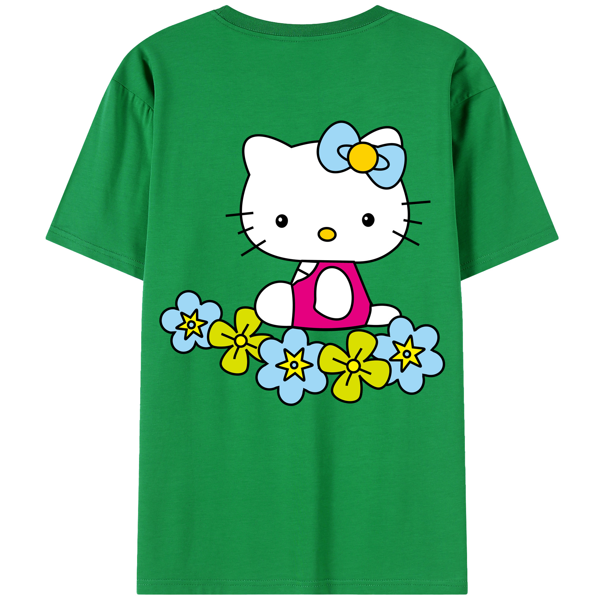 （画像用） Hello Kitty ハローキティ 綿100％ メンズ半袖Tシャツ（バックプリント） 通気性