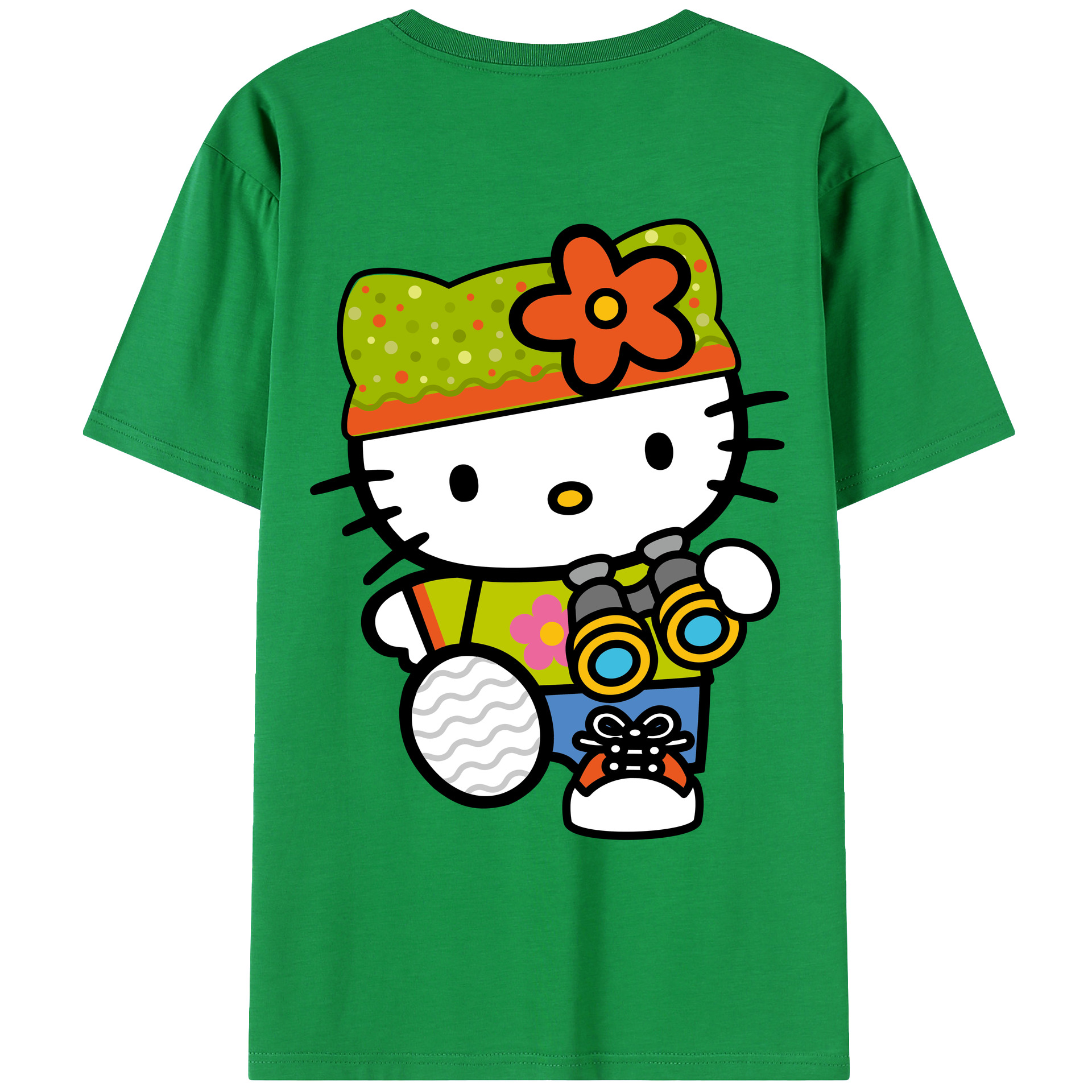 （画像用） Hello Kitty ハローキティ 綿100％ メンズ半袖Tシャツ（バックプリント） 通気性