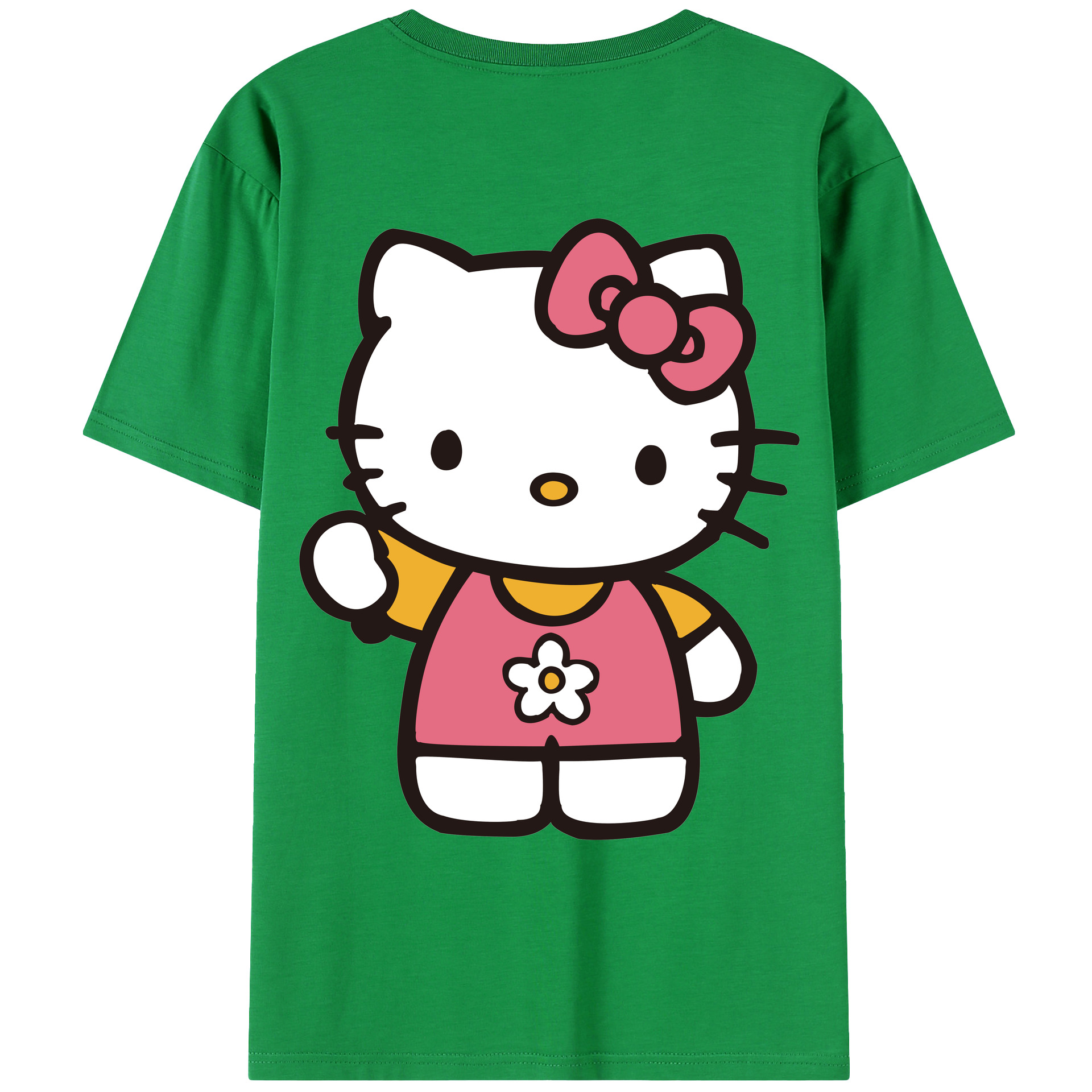 （画像用） Hello Kitty ハローキティ 綿100％ メンズ半袖Tシャツ（バックプリント） 通気性