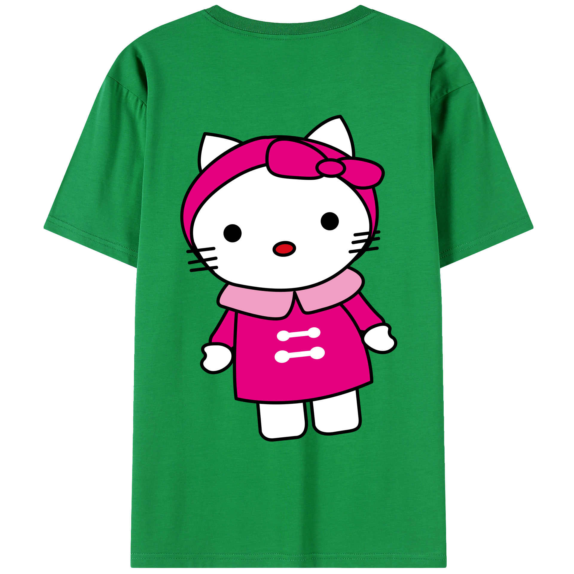 （画像用） Hello Kitty ハローキティ 綿100％ メンズ半袖Tシャツ（バックプリント） 通気性