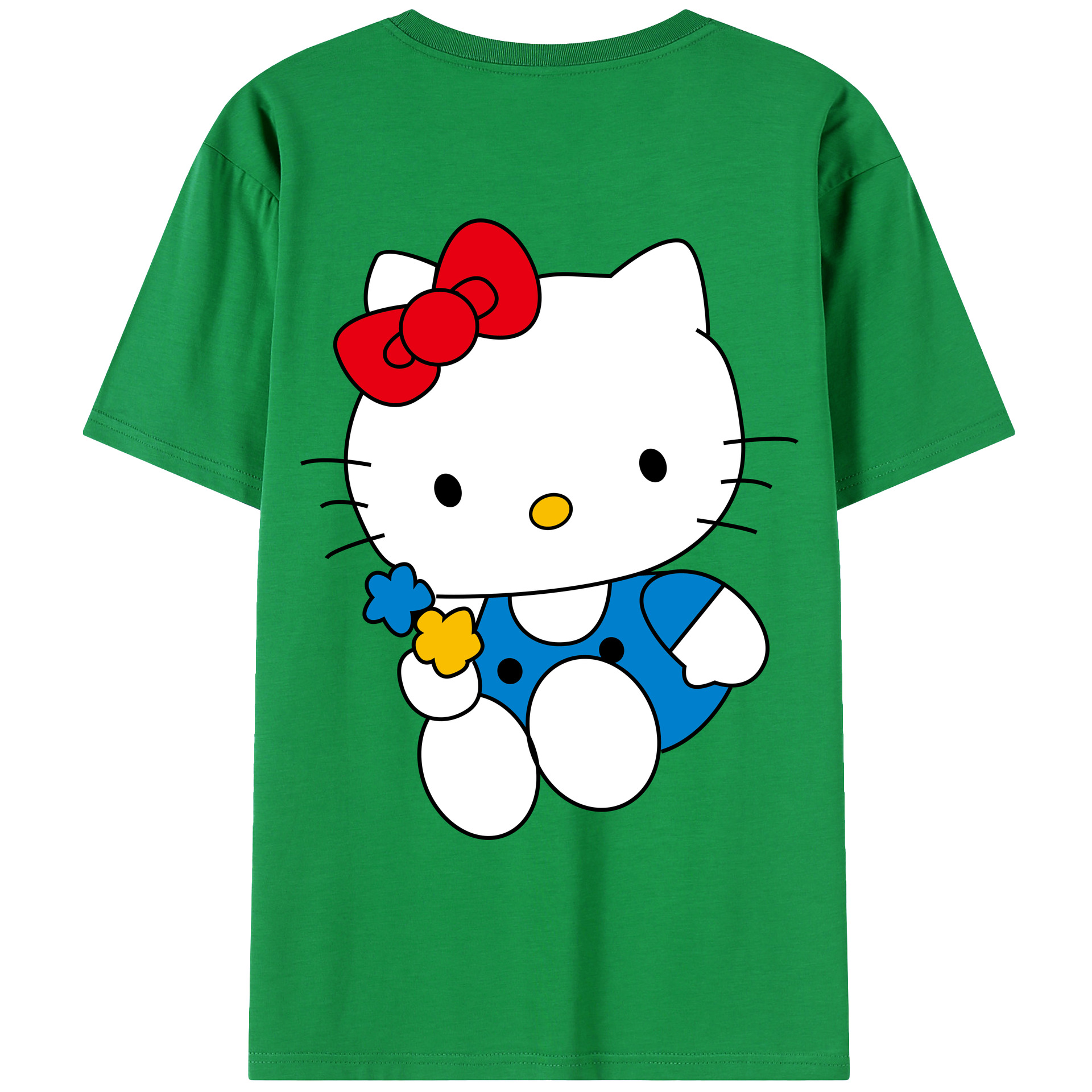 （画像用） Hello Kitty ハローキティ 綿100％ メンズ半袖Tシャツ（バックプリント） 通気性