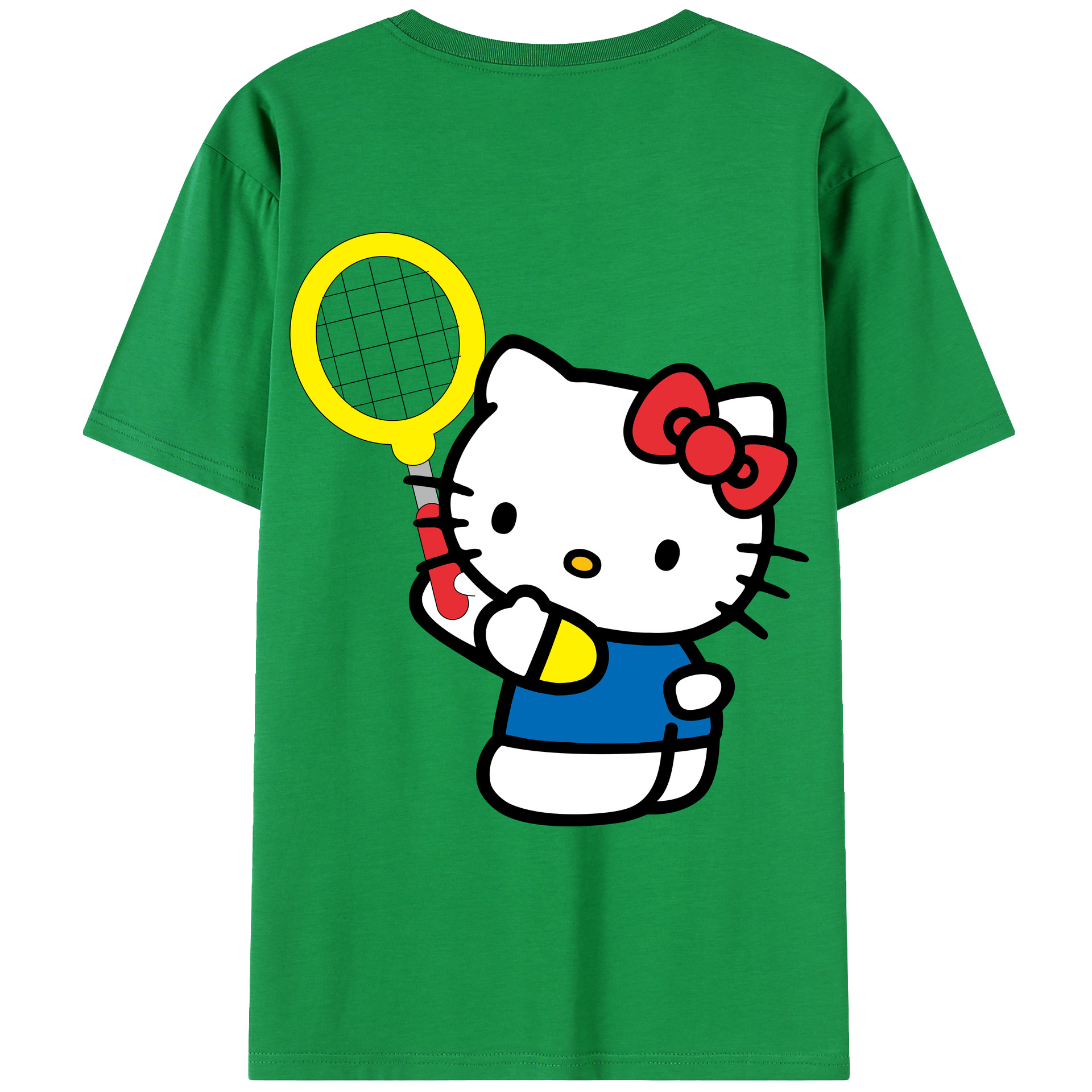 （画像用） Hello Kitty ハローキティ 綿100％ メンズ半袖Tシャツ（バックプリント） 通気性