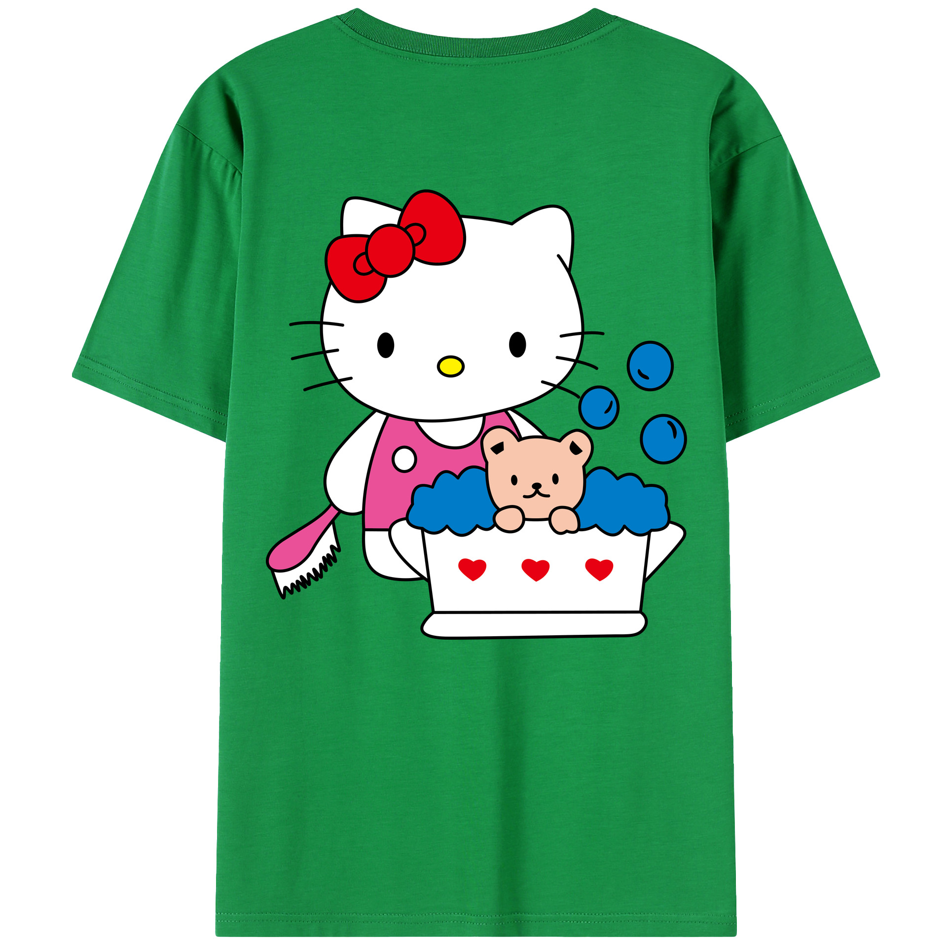 （画像用） Hello Kitty ハローキティ 綿100％ メンズ半袖Tシャツ（バックプリント） 通気性
