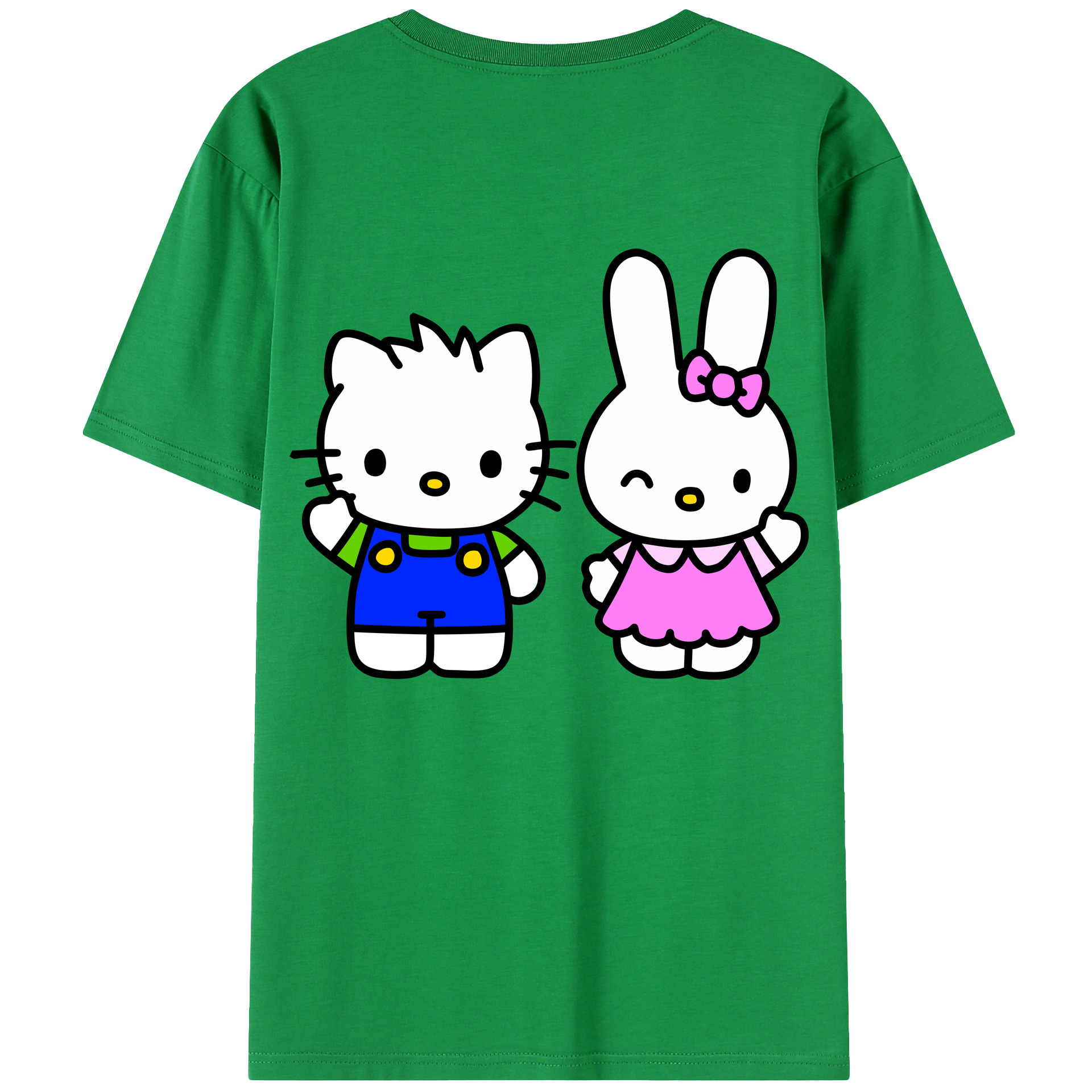 （画像用） Hello Kitty ハローキティ 綿100％ メンズ半袖Tシャツ（バックプリント） 通気性