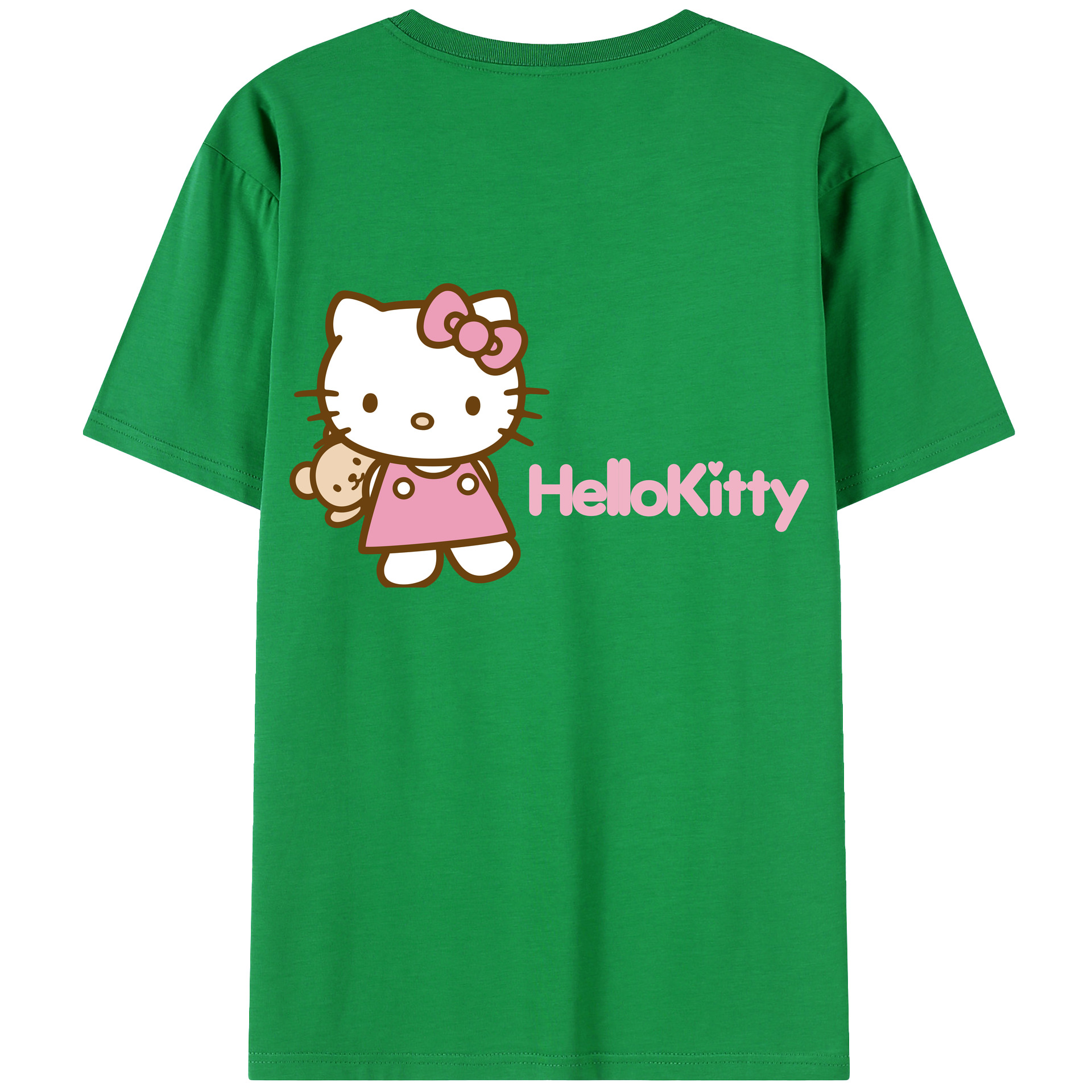 （画像用） Hello Kitty ハローキティ 綿100％ メンズ半袖Tシャツ（バックプリント） 通気性