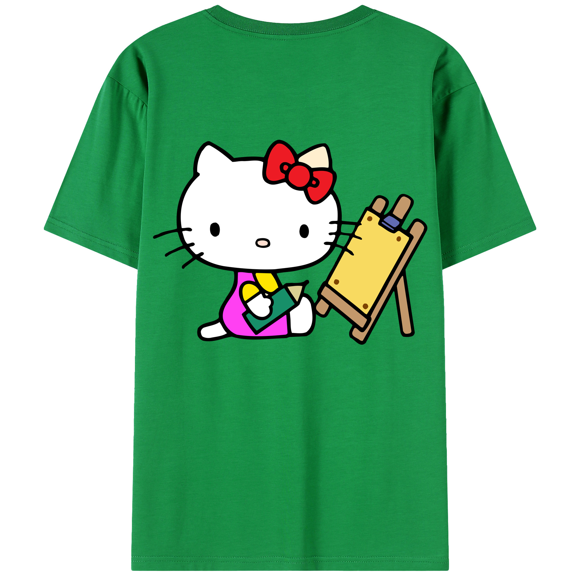 （画像用） Hello Kitty ハローキティ 綿100％ メンズ半袖Tシャツ（バックプリント） 通気性