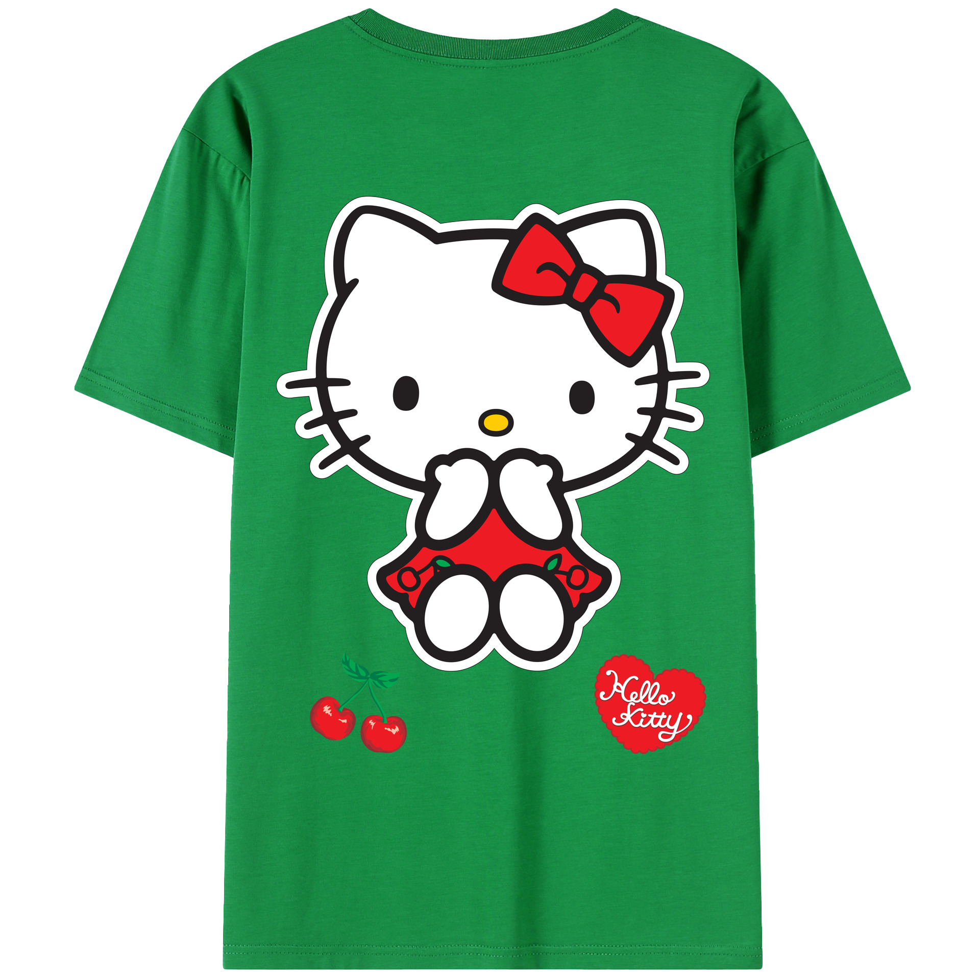 （画像用） Hello Kitty ハローキティ 綿100％ メンズ半袖Tシャツ（バックプリント） 通気性