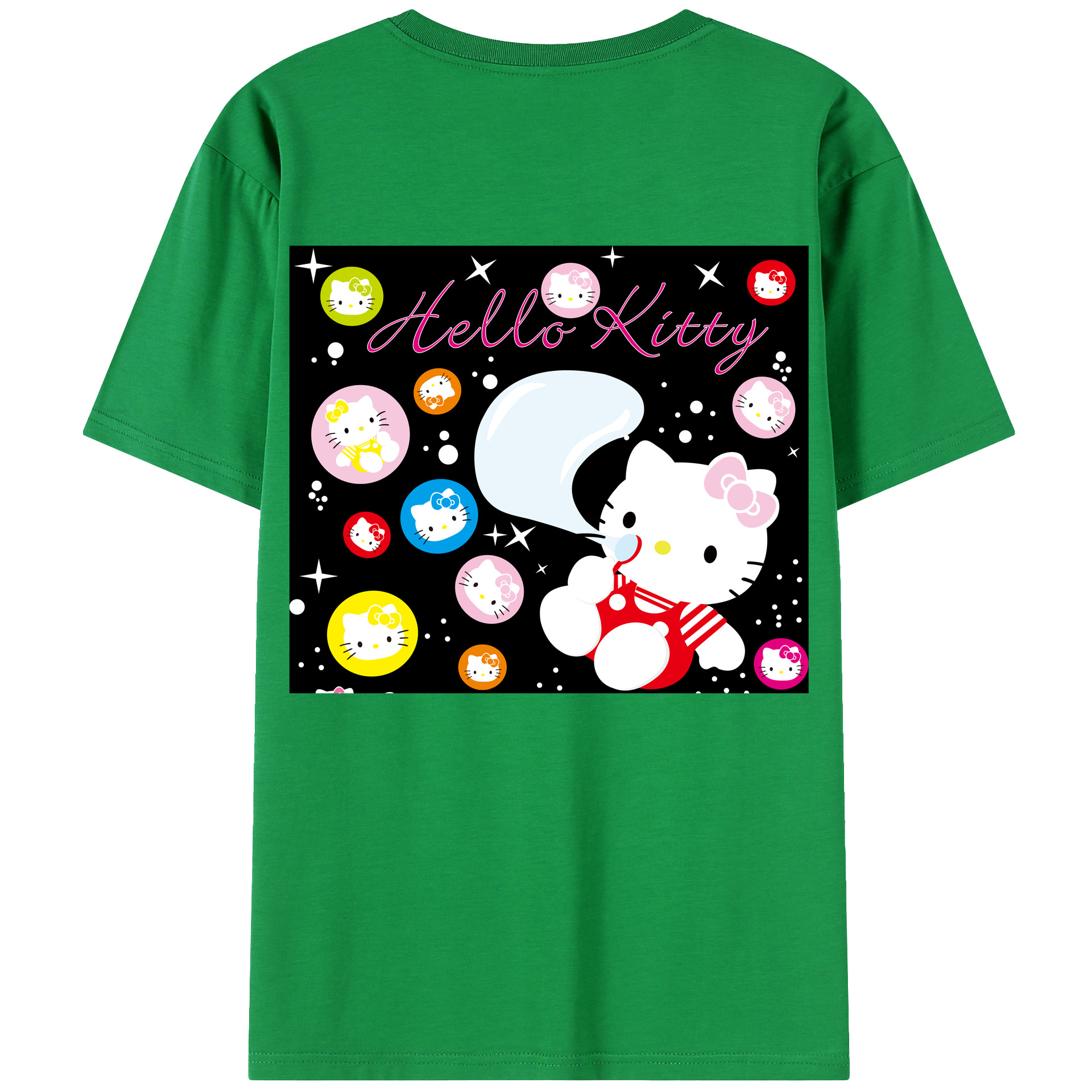 （画像用） Hello Kitty ハローキティ 綿100％ メンズ半袖Tシャツ（バックプリント） 通気性