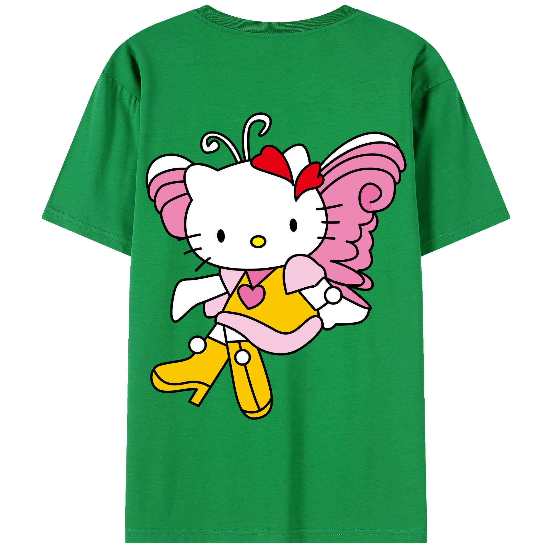 （画像用） Hello Kitty ハローキティ 綿100％ メンズ半袖Tシャツ（バックプリント） 通気性