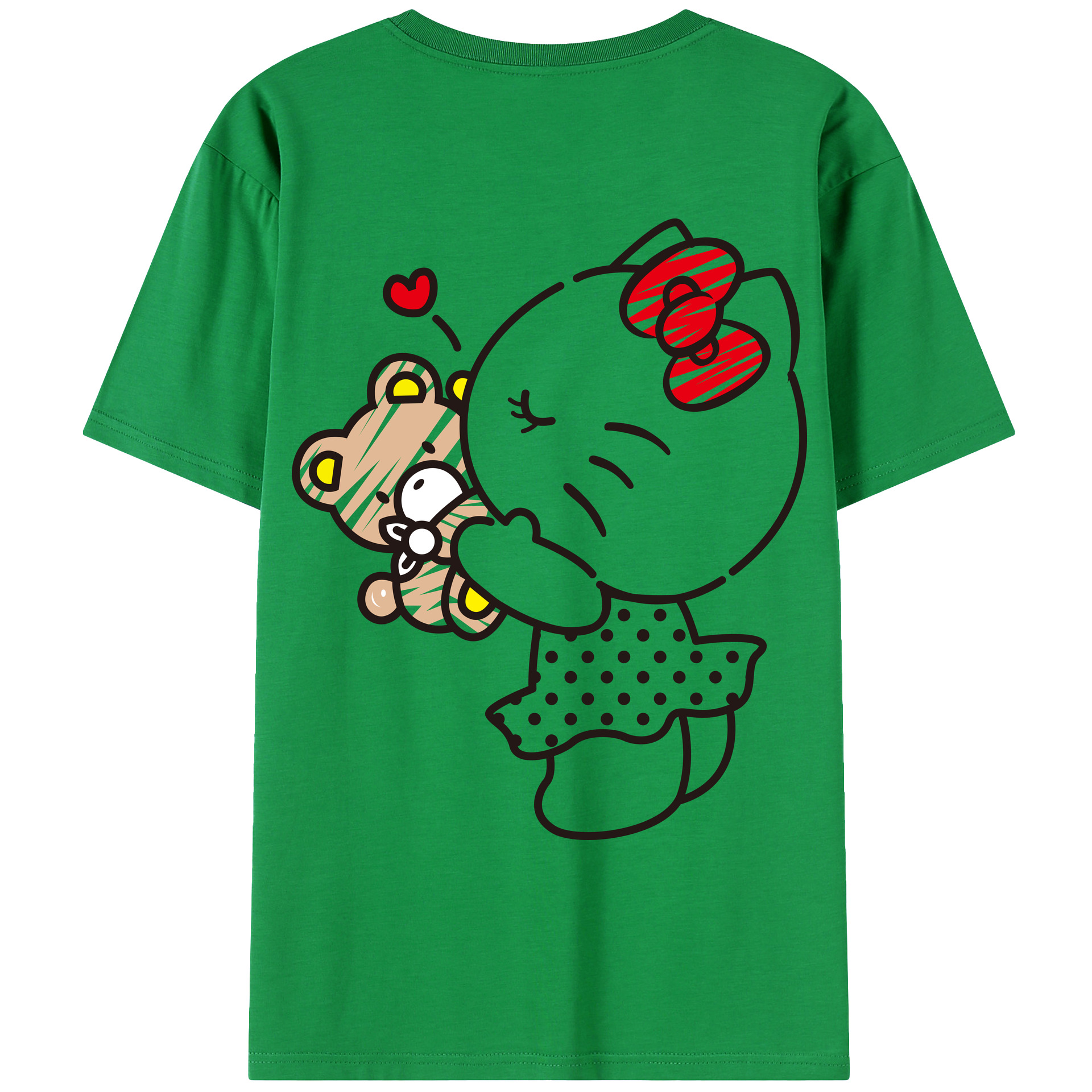 （画像用） Hello Kitty ハローキティ 綿100％ メンズ半袖Tシャツ（バックプリント） 通気性