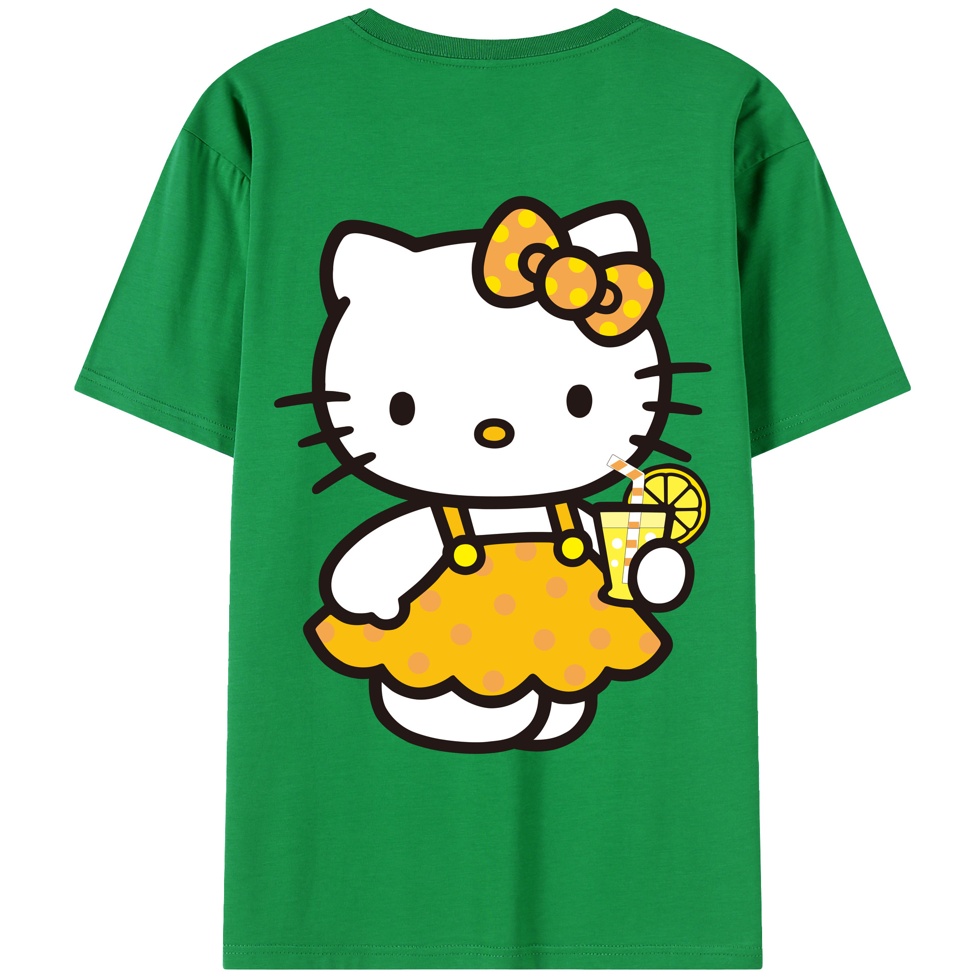 （画像用） Hello Kitty ハローキティ 綿100％ メンズ半袖Tシャツ（バックプリント） 通気性