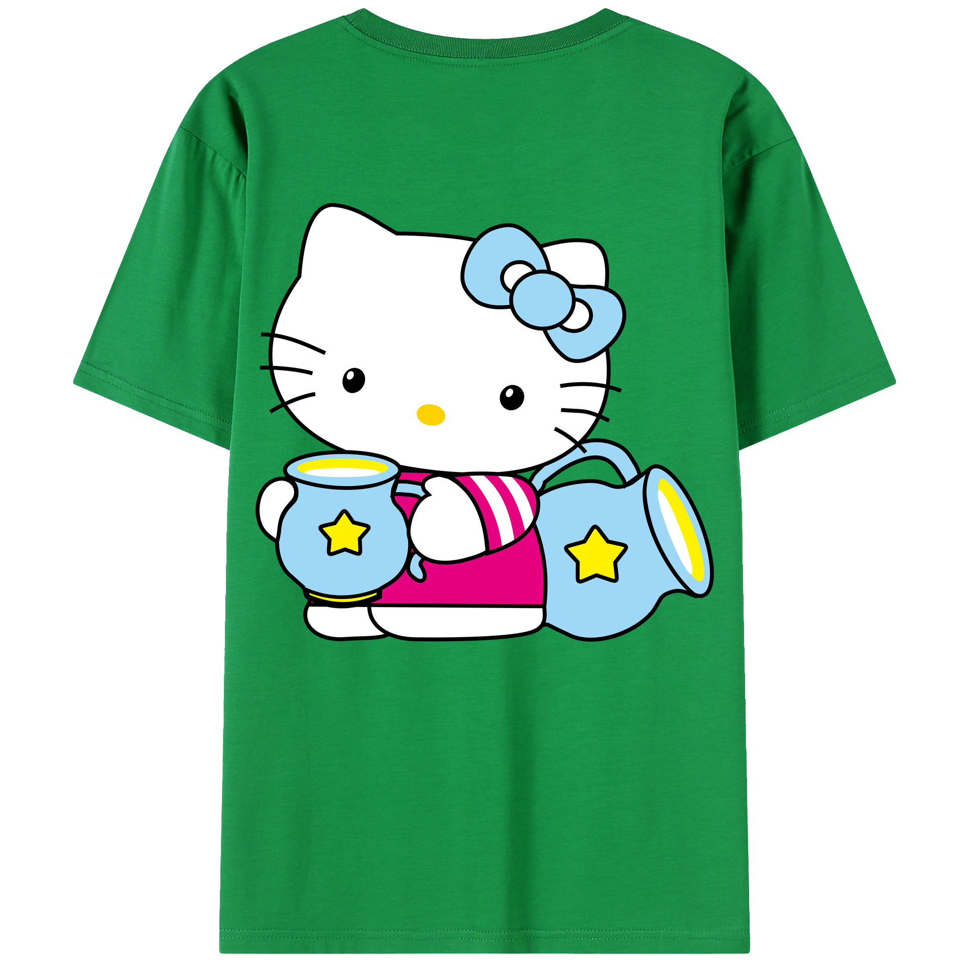 （画像用） Hello Kitty ハローキティ 綿100％ メンズ半袖Tシャツ（バックプリント） 通気性