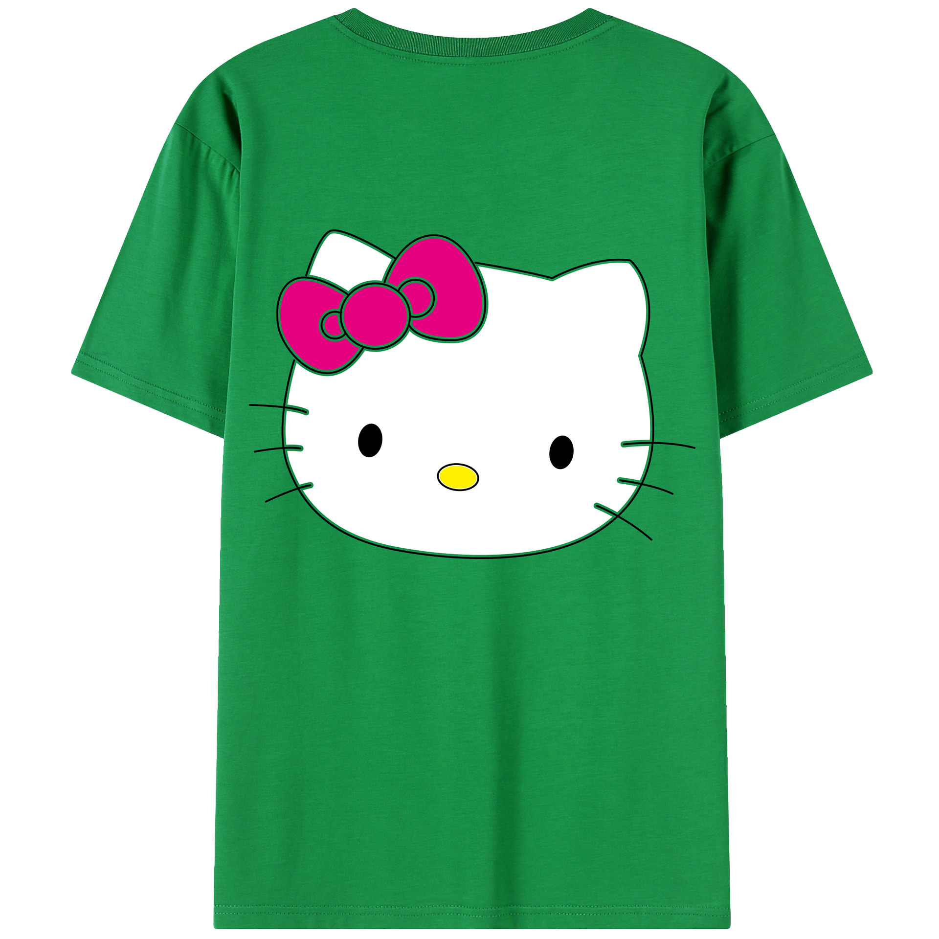 （画像用） Hello Kitty ハローキティ 綿100％ メンズ半袖Tシャツ（バックプリント） 通気性