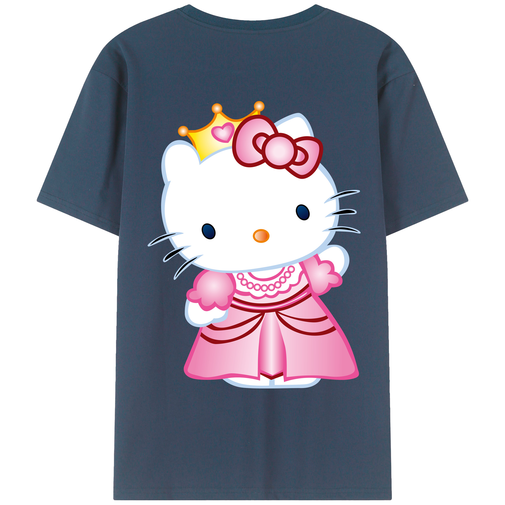 （画像用） Hello Kitty ハローキティ 綿100％ メンズ半袖Tシャツ（バックプリント） 通気性
