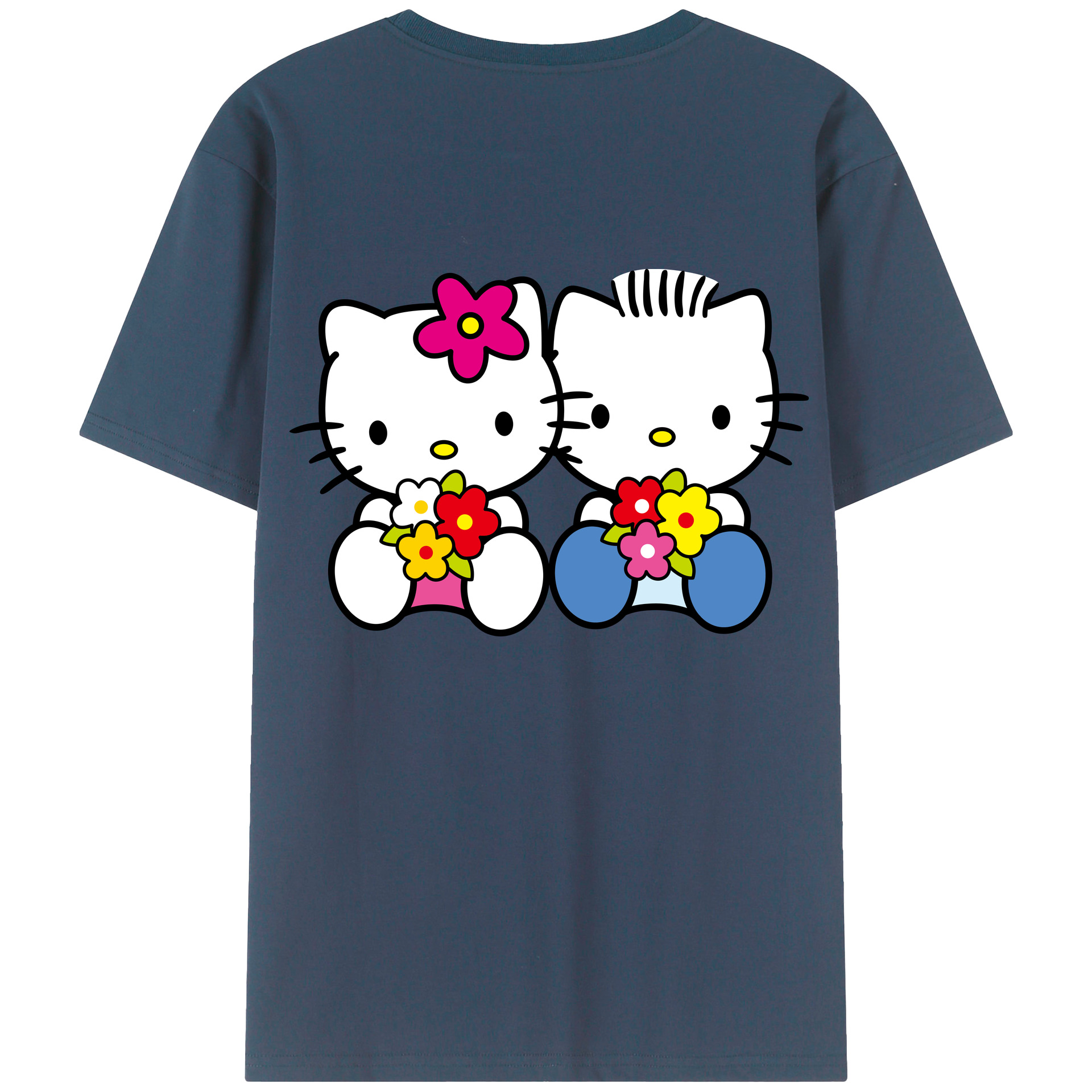 （画像用） Hello Kitty ハローキティ 綿100％ メンズ半袖Tシャツ（バックプリント） 通気性